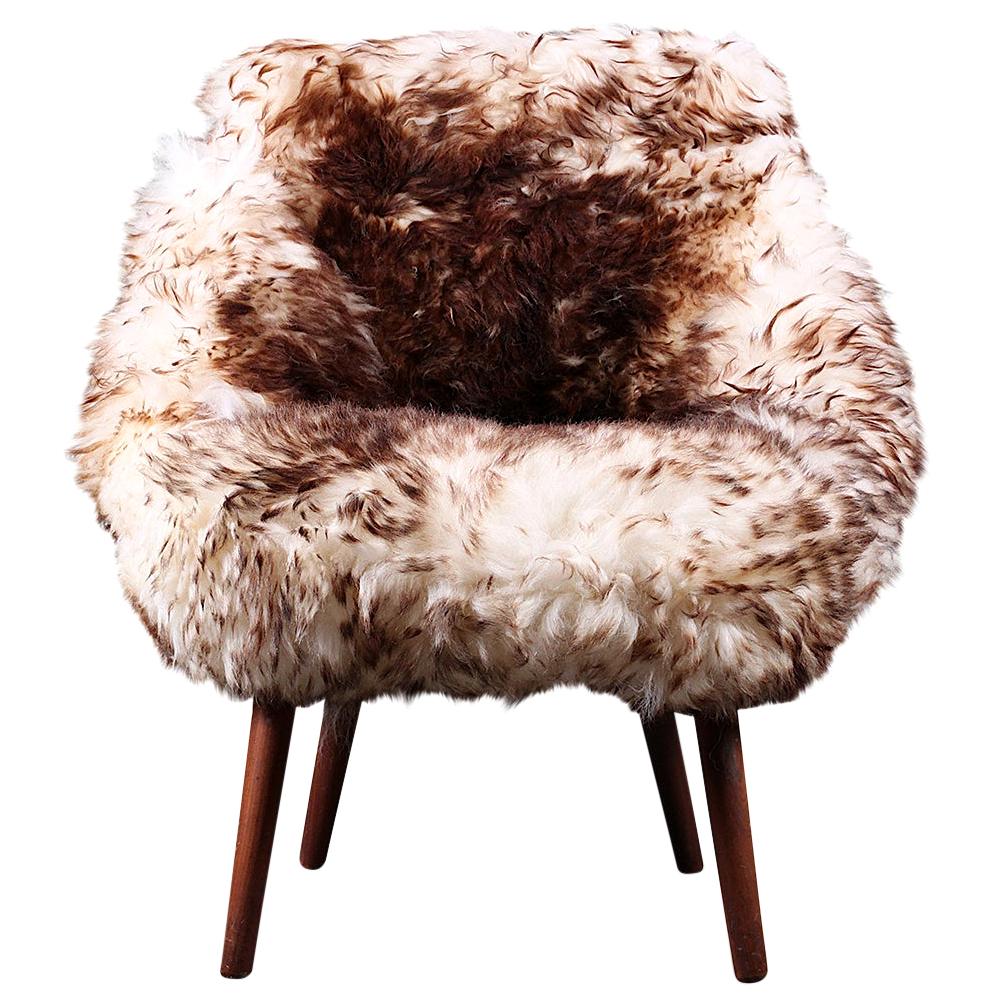 Sheepskin Chair by Fritz Henningson, C.1950 Mid-Century Modern