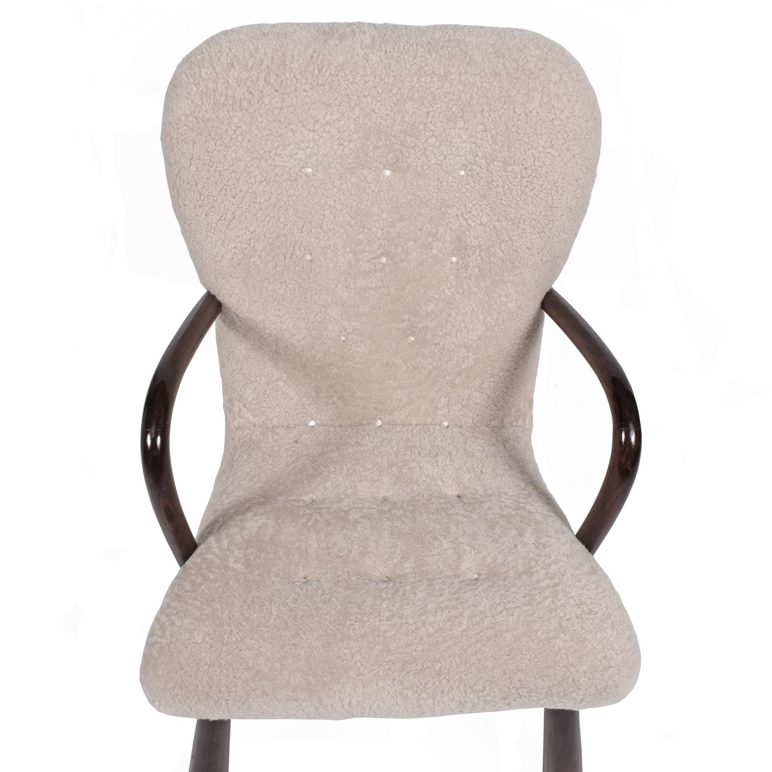 Beech Sheepskin 'Clam' Easy Chair Attributed to Philip Arctander