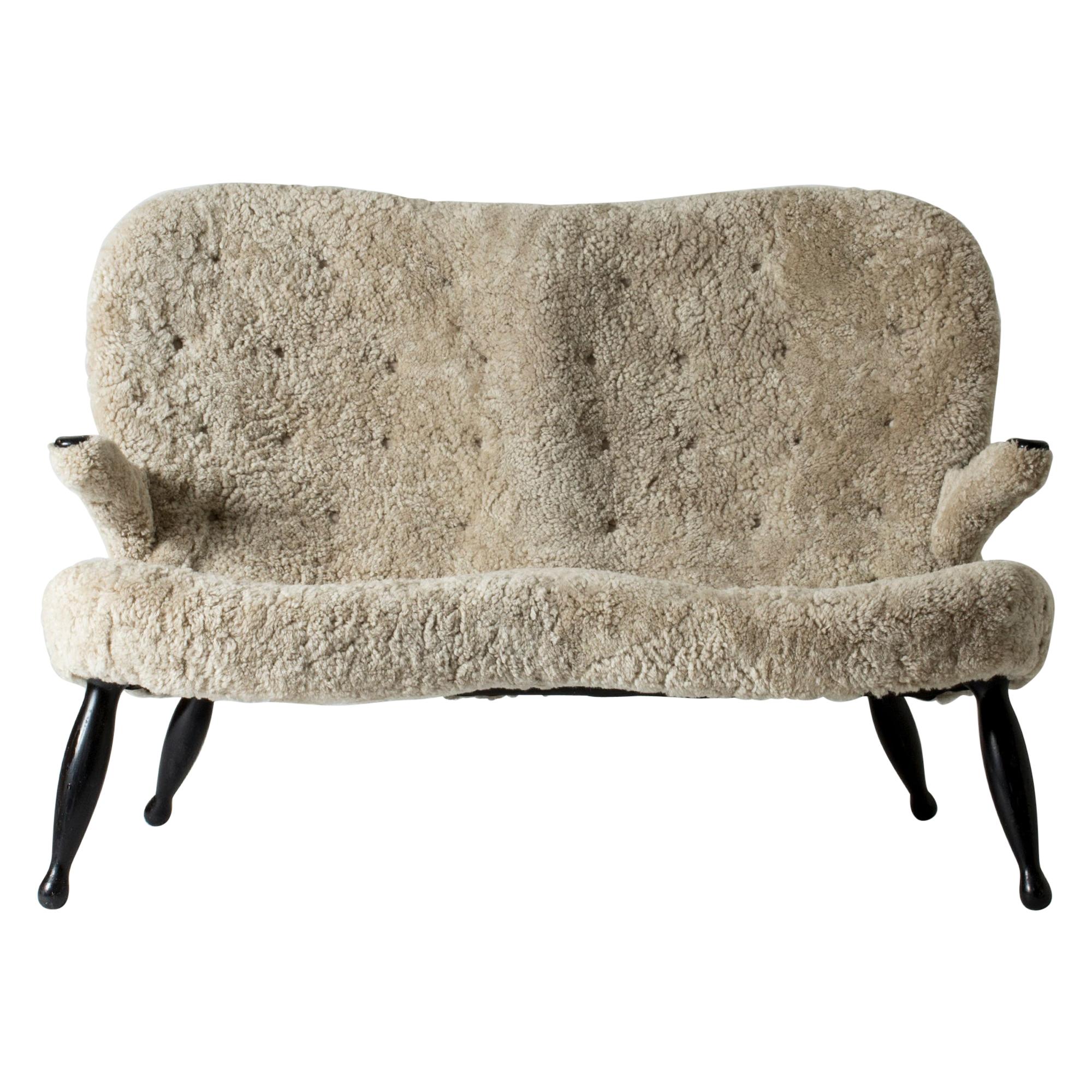 Sheepskin "Clam" Sofa by Philip Arctander, Denmark, 1950s