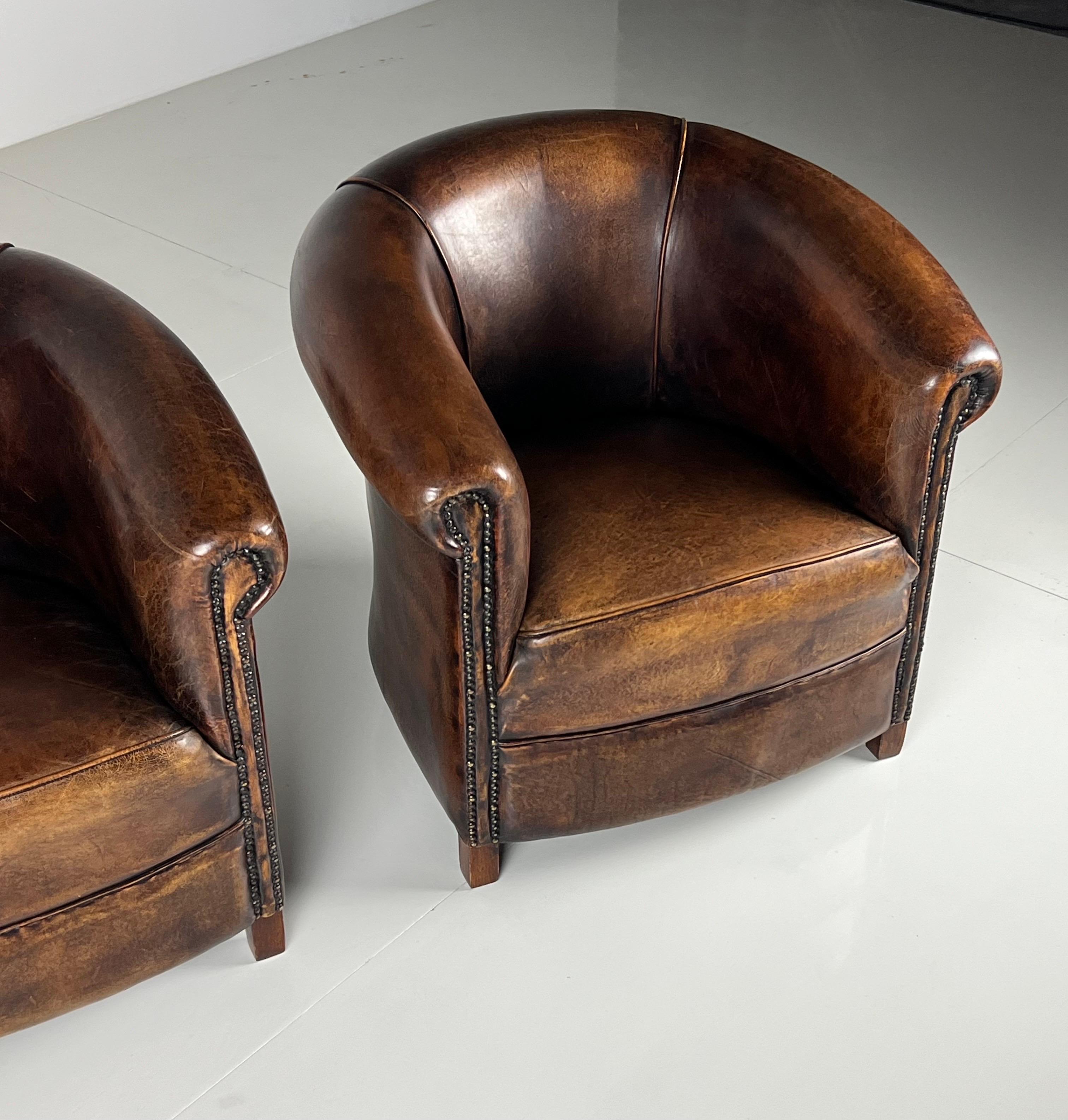 juego de 2 sillones club de piel de oveja 9
