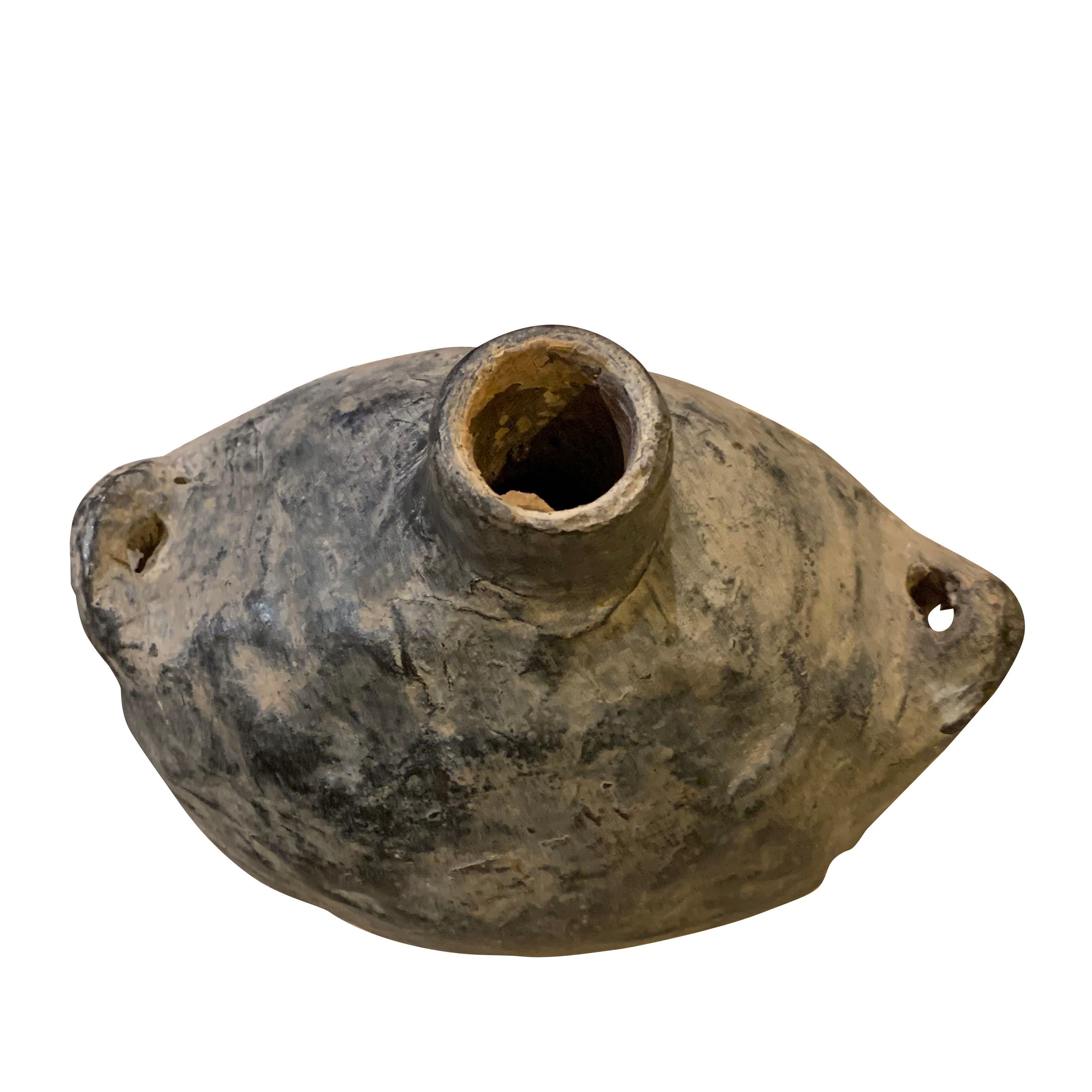19th century Mongolian flask
Two small handles
Natural aged patina
Three available (S5522 and S5523).
 
