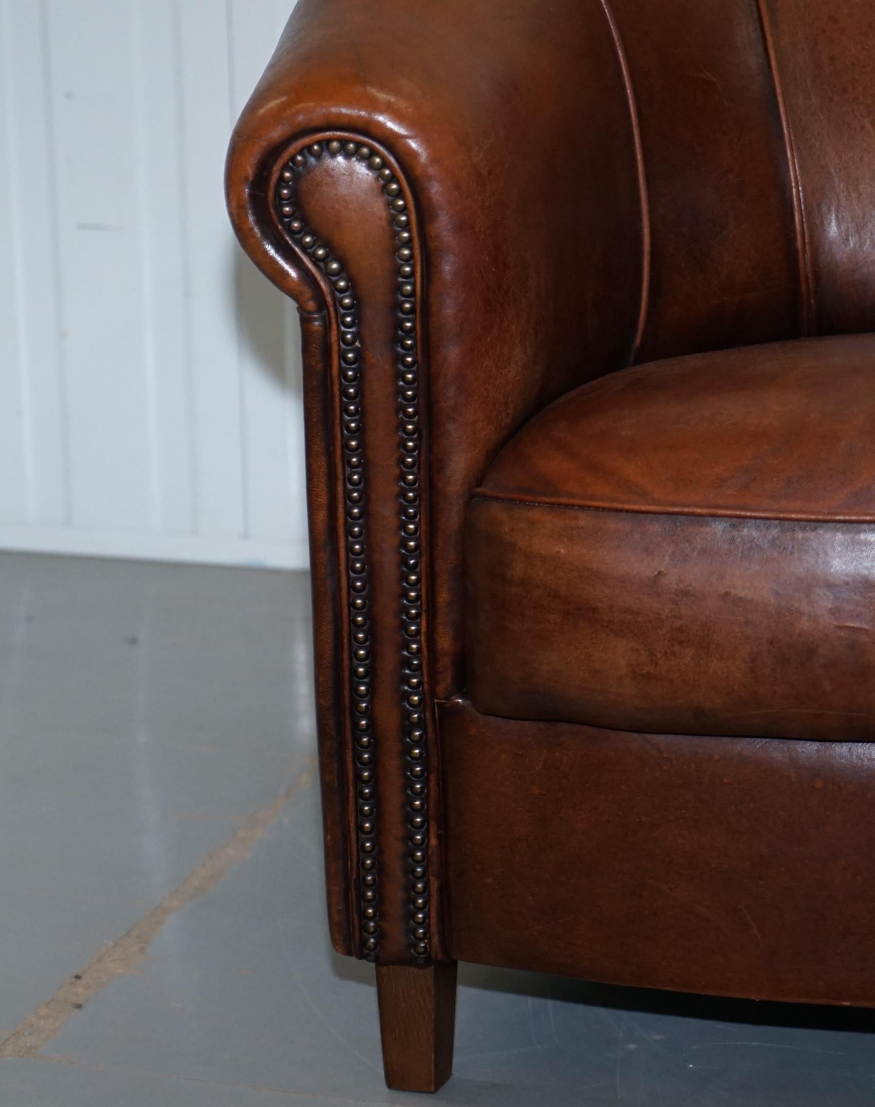 Sheepskin Leather Aged Brown Joris Product Design Tub Club Armchair Rare Find 3