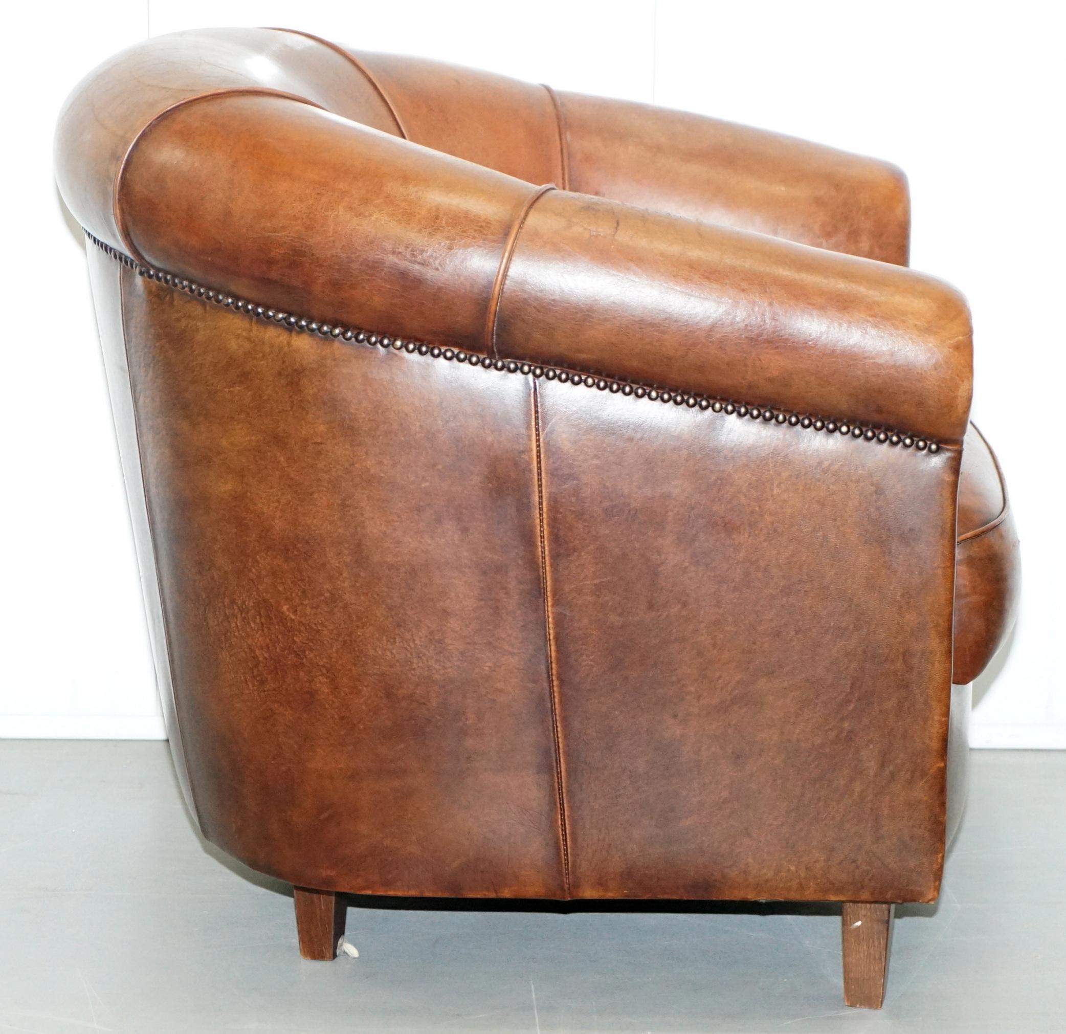 Sheepskin Leather Aged Brown Joris Product Design Tub Club Armchair Rare Find 6