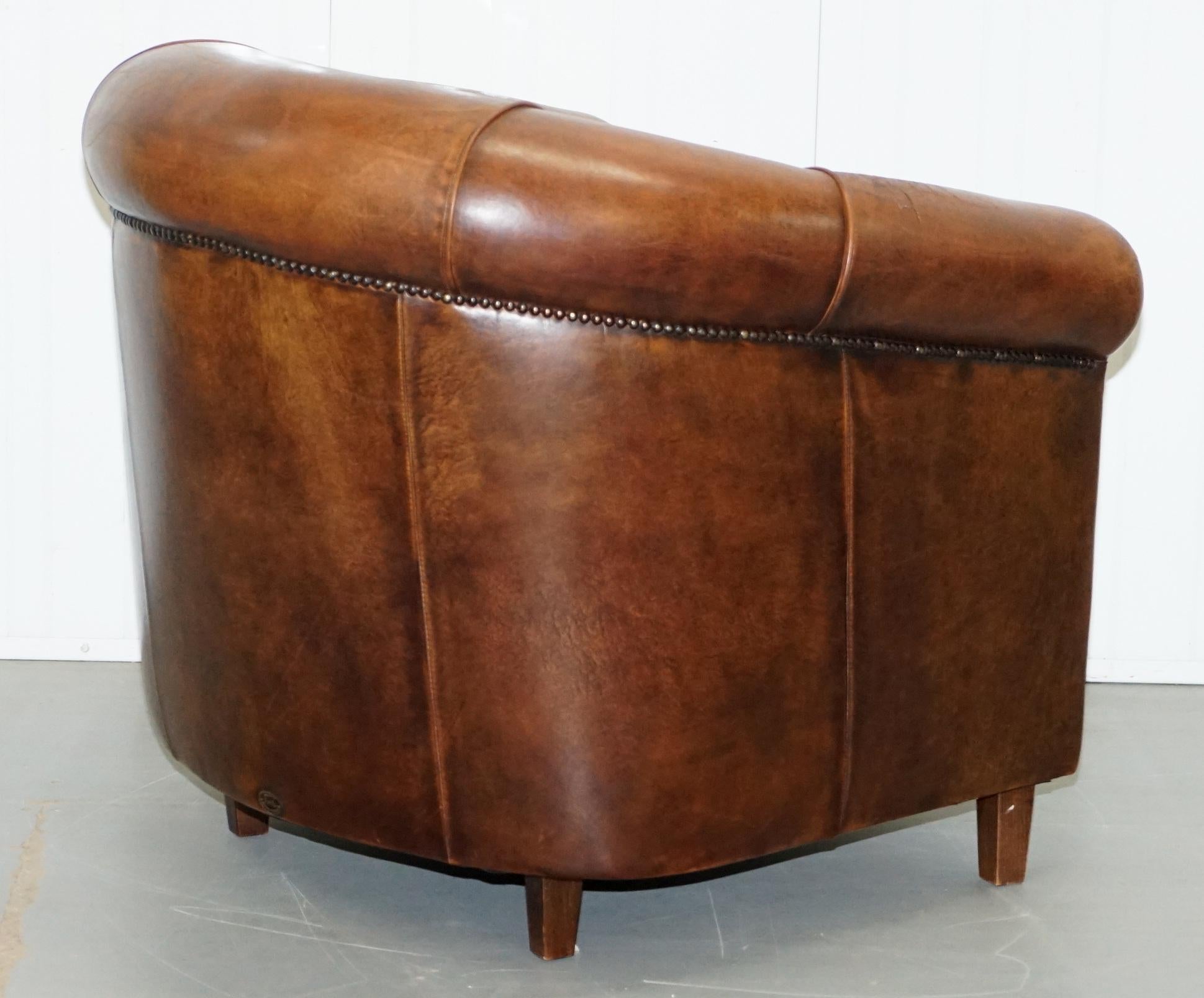 Sheepskin Leather Aged Brown Joris Product Design Tub Club Armchair Rare Find 7