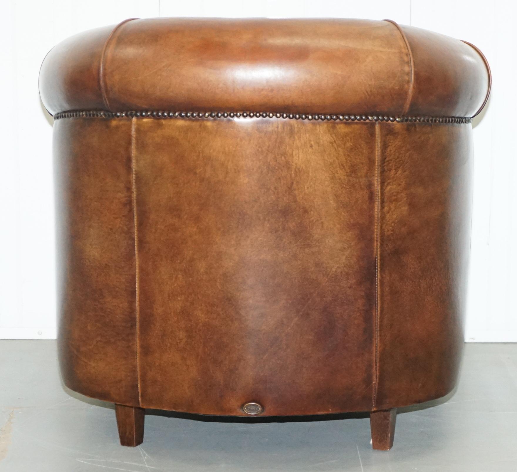 Sheepskin Leather Aged Brown Joris Product Design Tub Club Armchair Rare Find 8