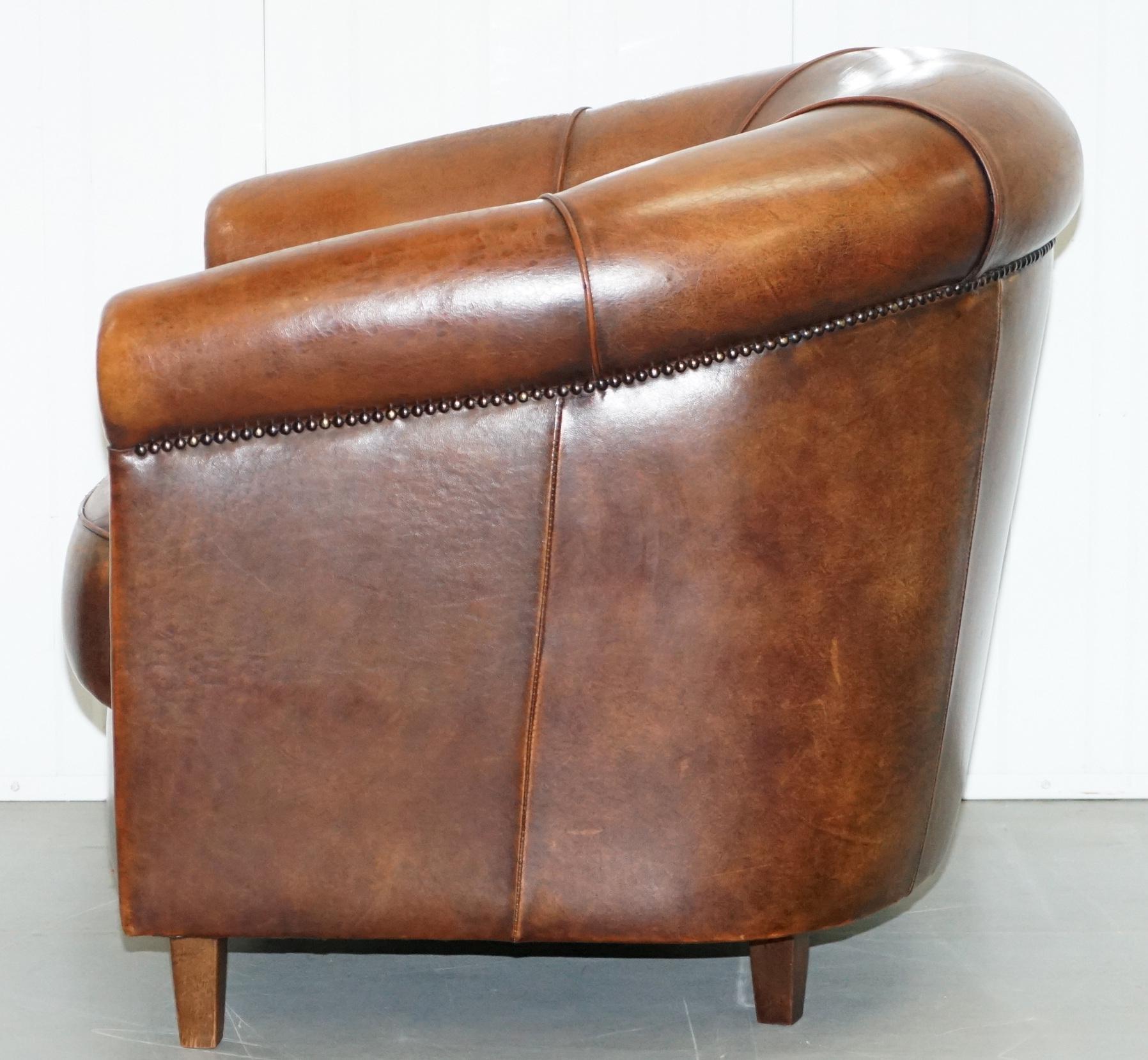 Sheepskin Leather Aged Brown Joris Product Design Tub Club Armchair Rare Find 9