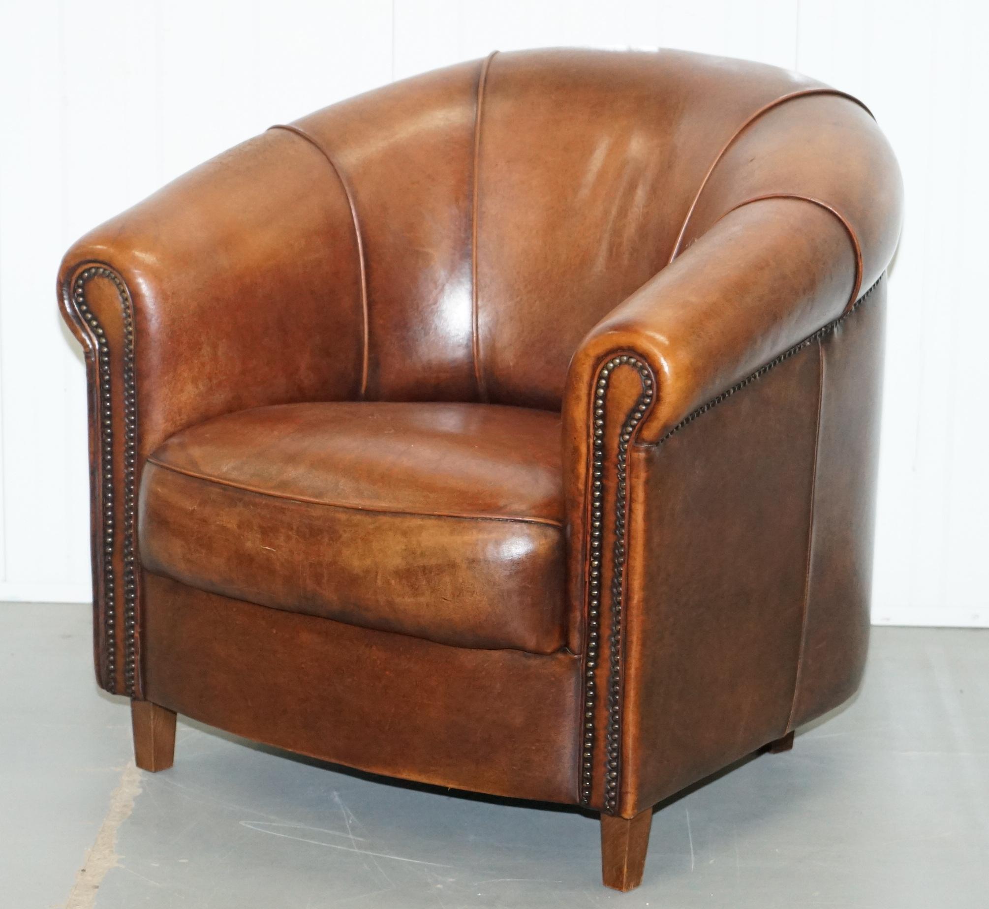genuine leather tub chair
