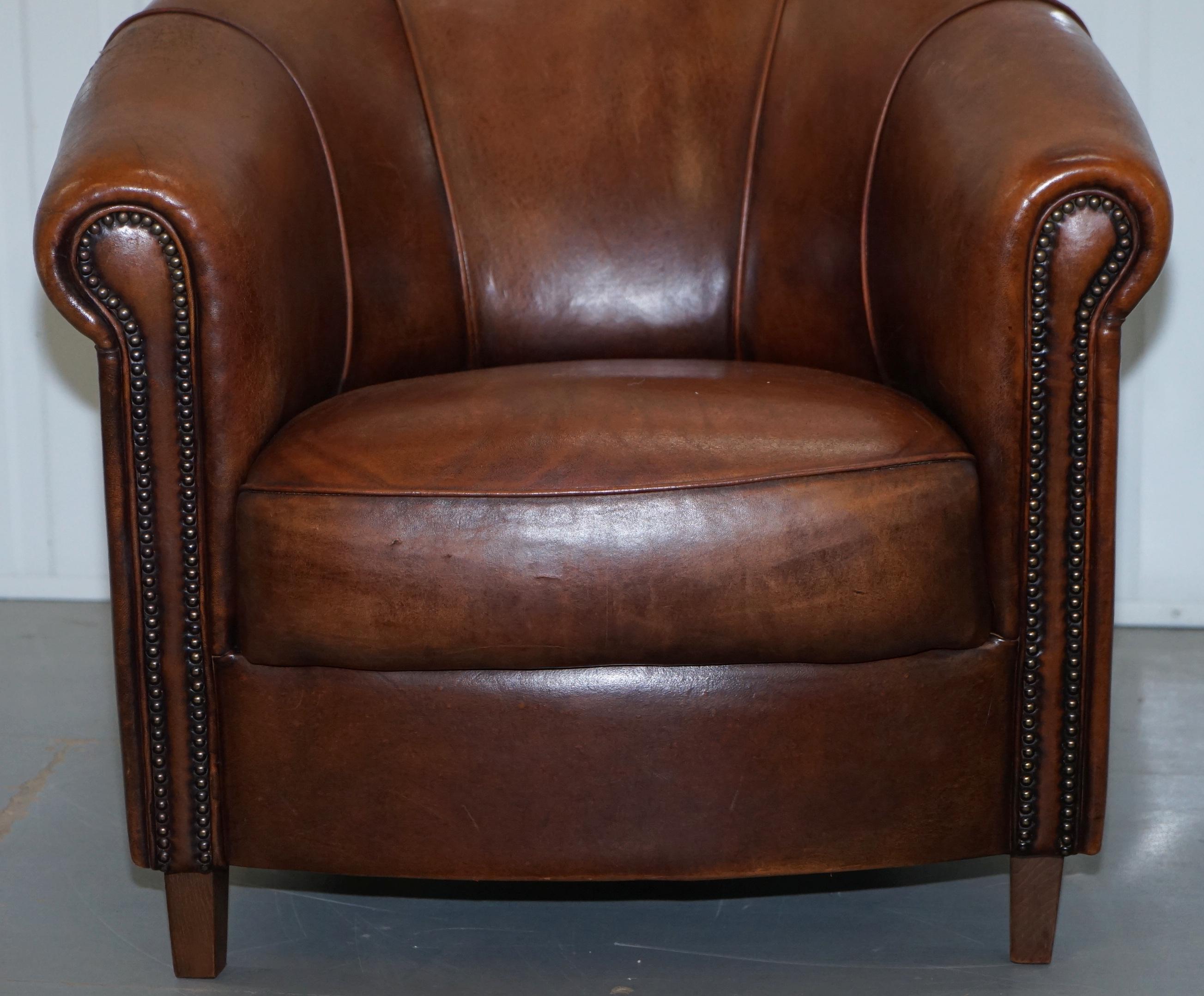 Sheepskin Leather Aged Brown Joris Product Design Tub Club Armchair Rare Find 2