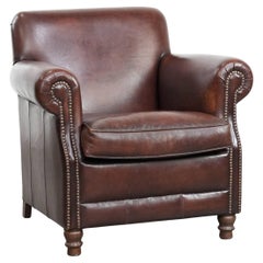 Sheepskin leather armchair a classic finish with decorative nails