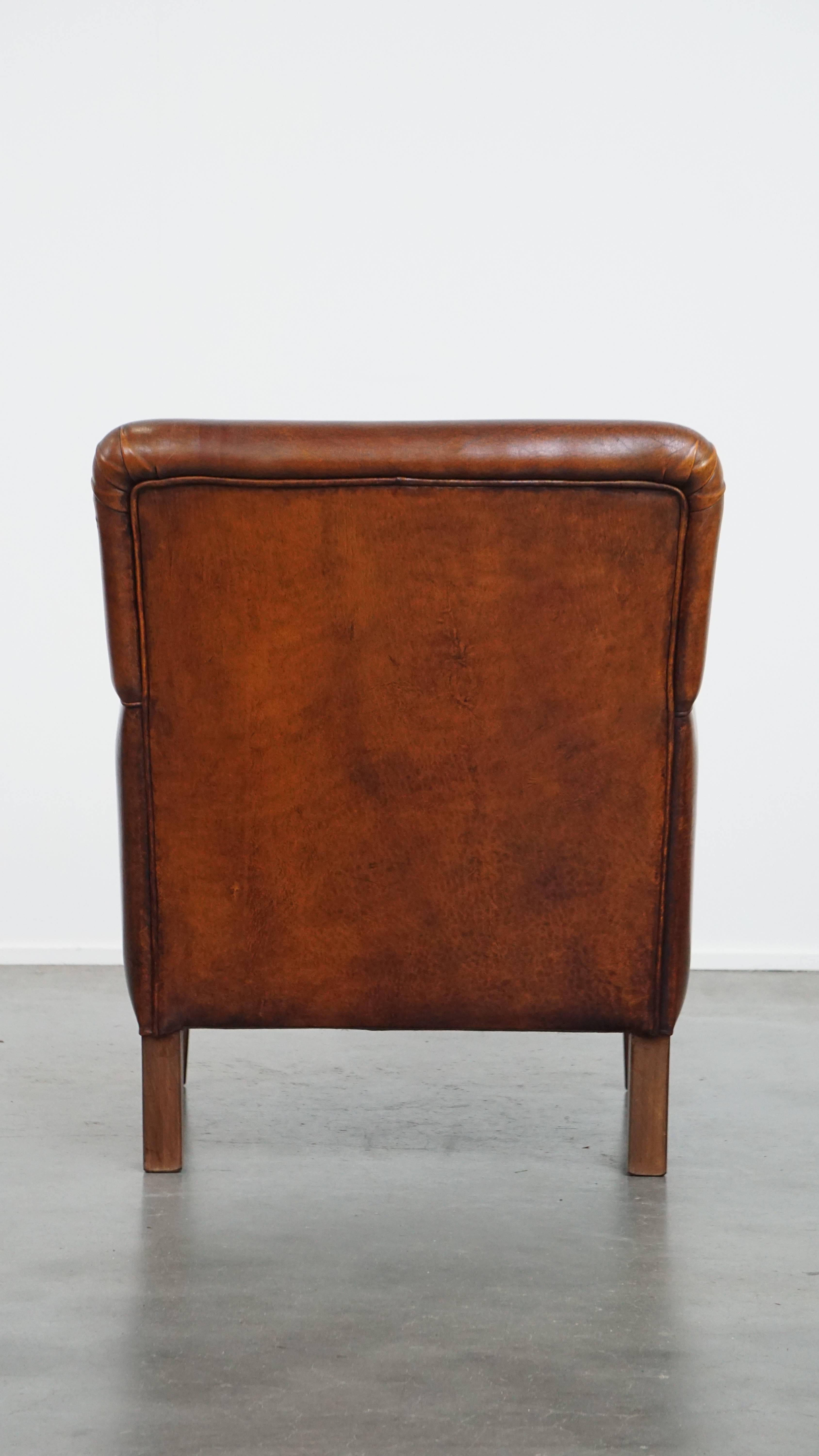 Fait main Fauteuil en cuir de mouton en vente