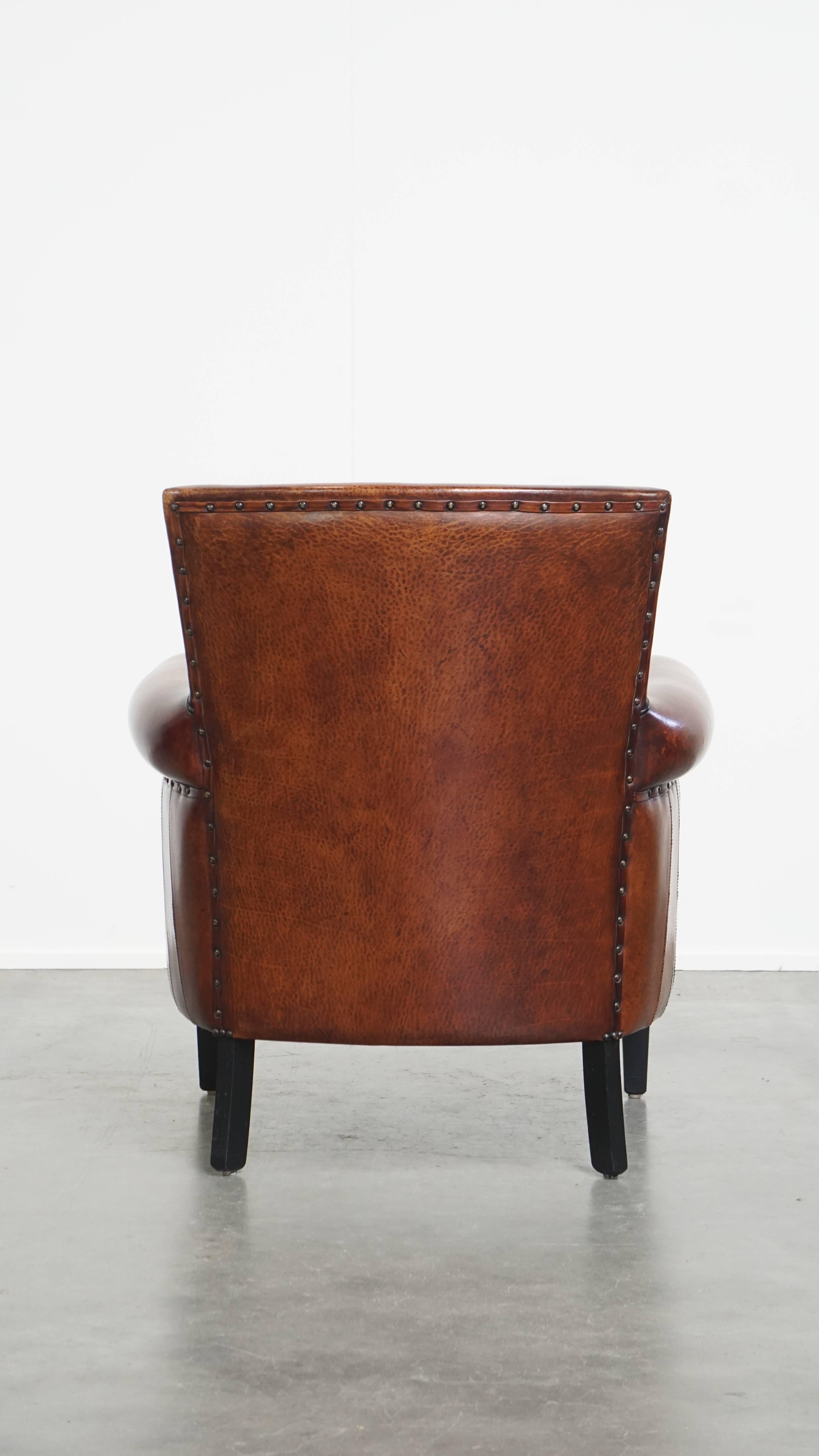 Hand-Crafted Sheepskin Leather Armchair For Sale