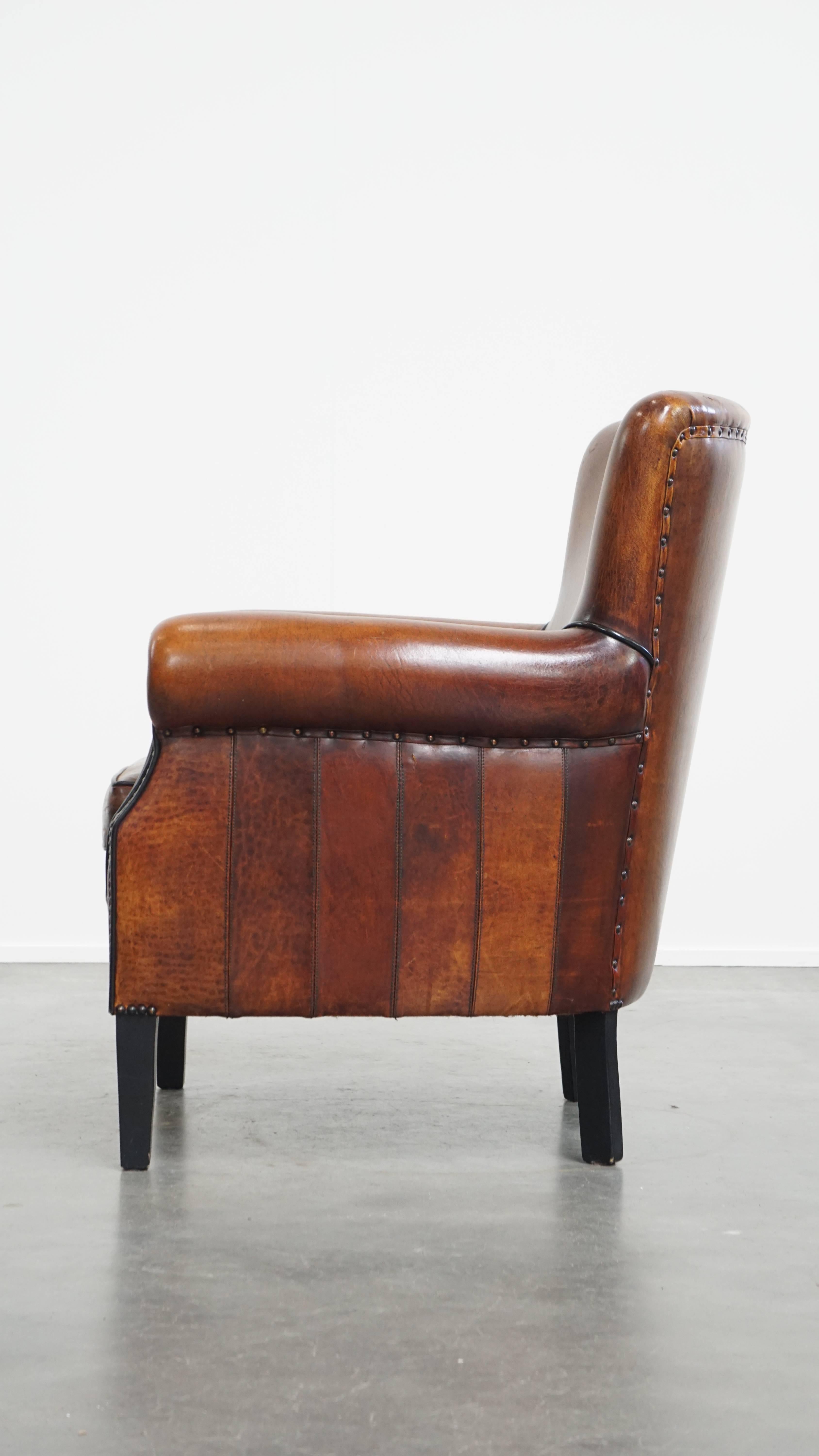 Fait main Fauteuil en cuir de mouton en vente