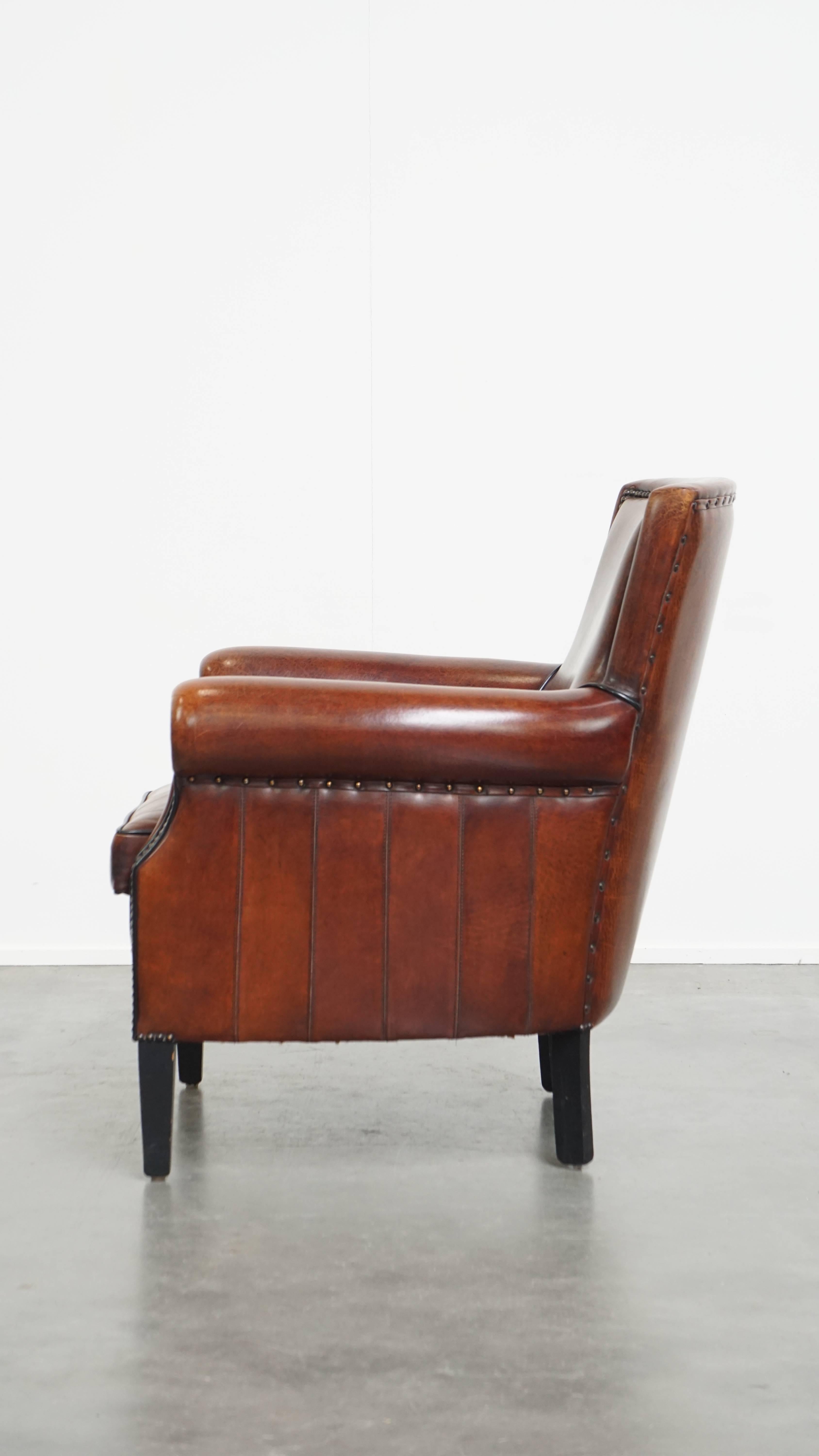 Sheepskin Leather Armchair In Good Condition For Sale In Harderwijk, NL