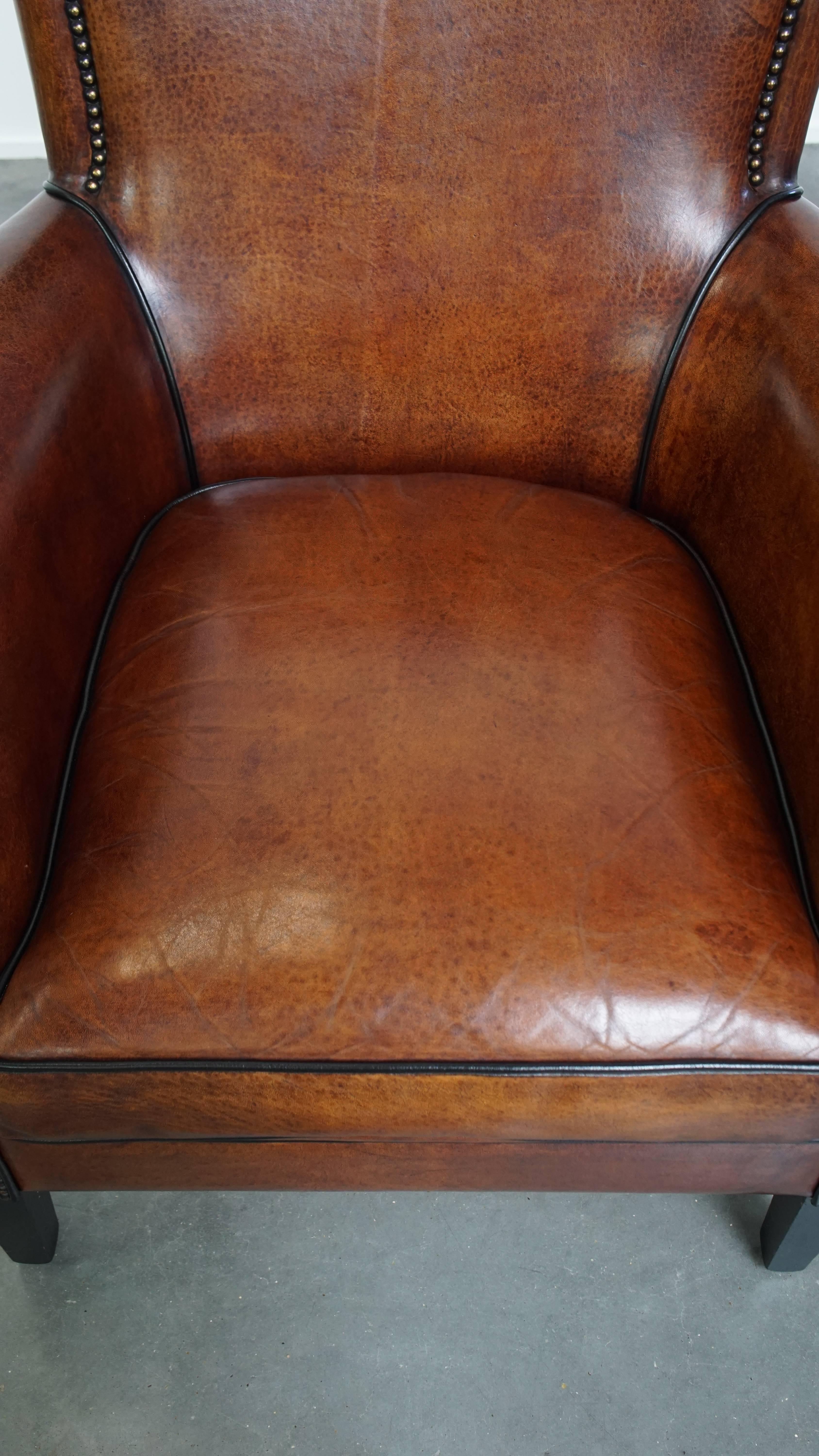 Contemporary Sheepskin Leather Armchair For Sale