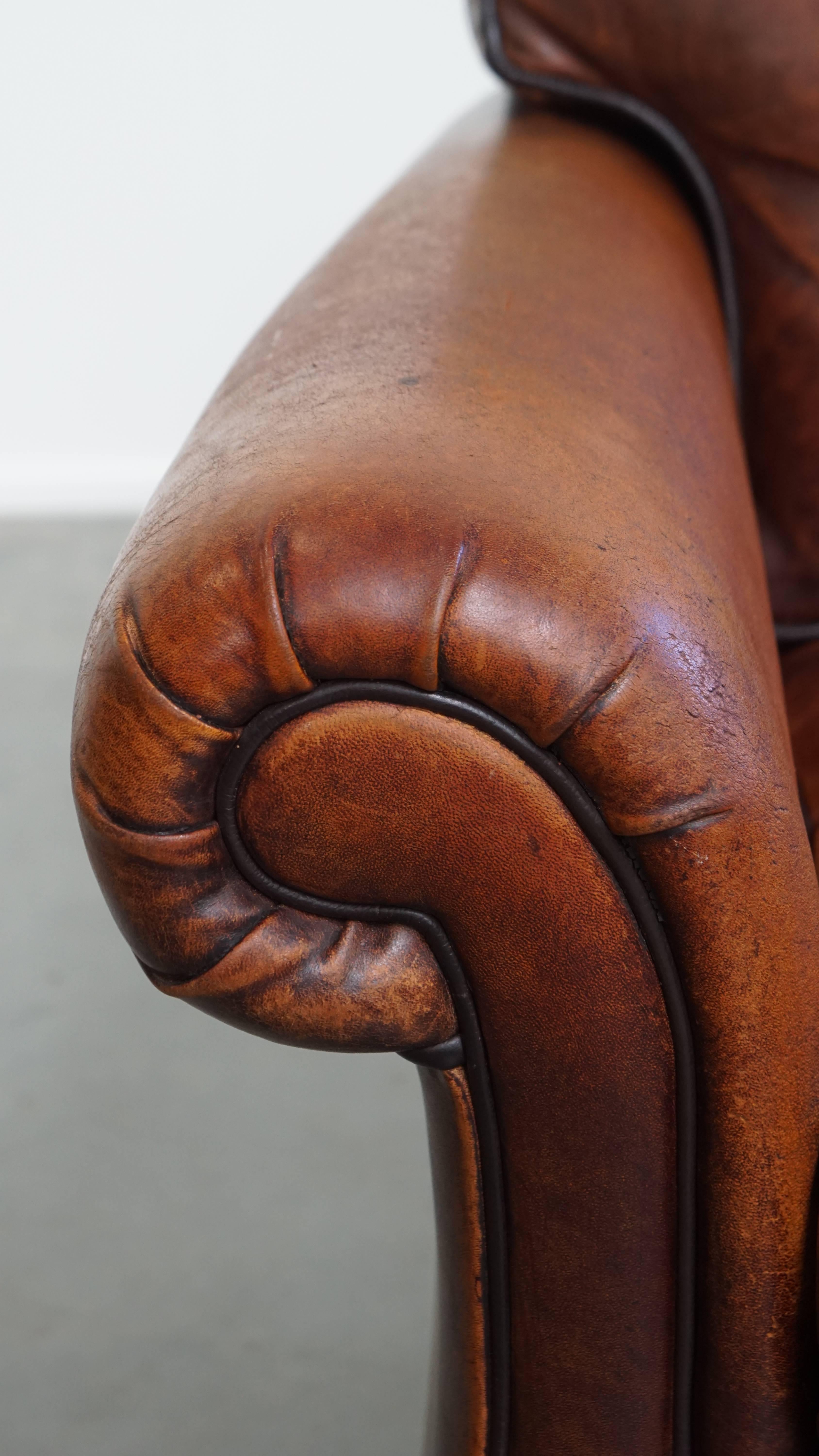 Sillón de piel de oveja de estilo inglés en venta 3