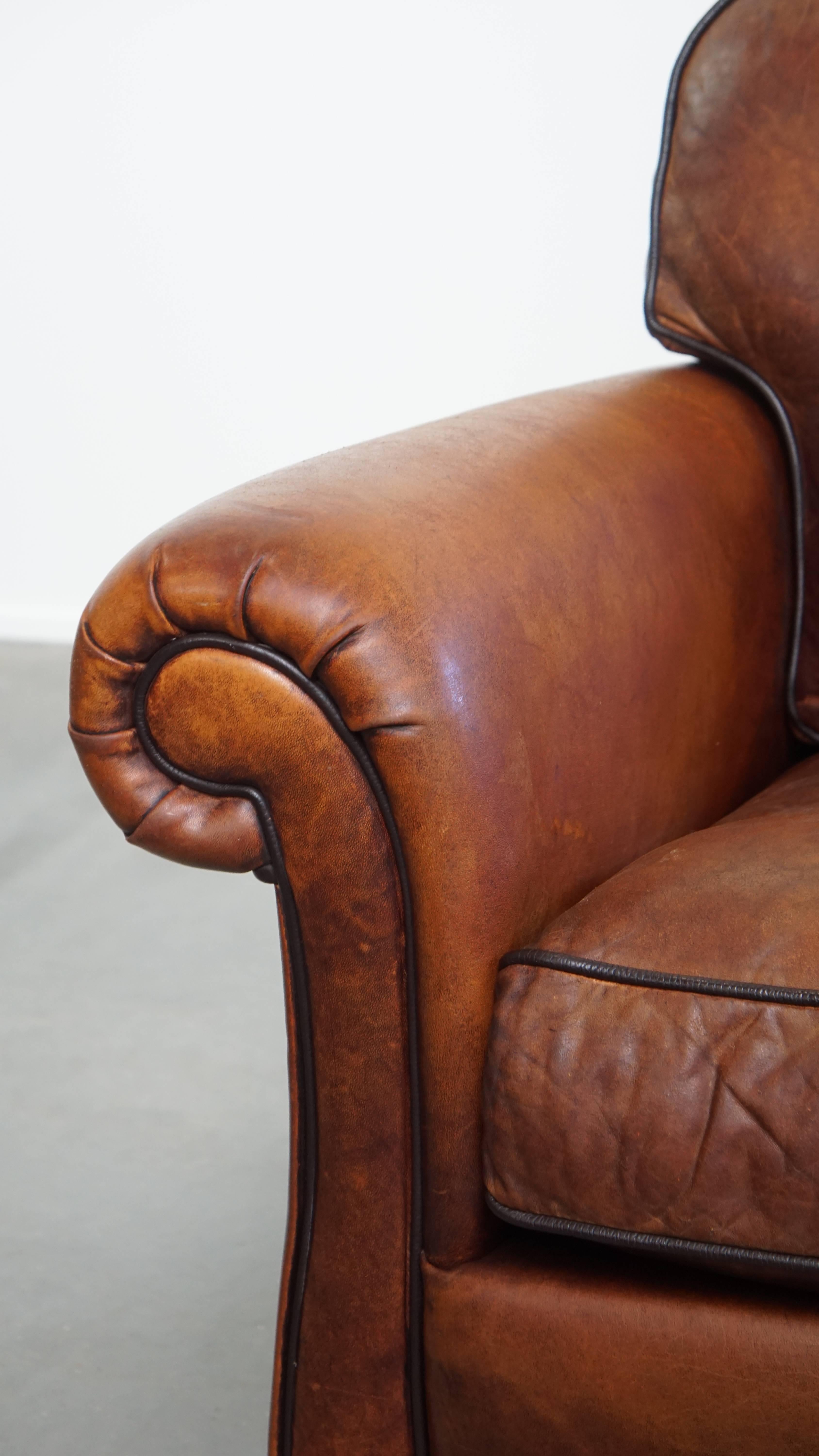 Sillón de piel de oveja de estilo inglés en venta 3