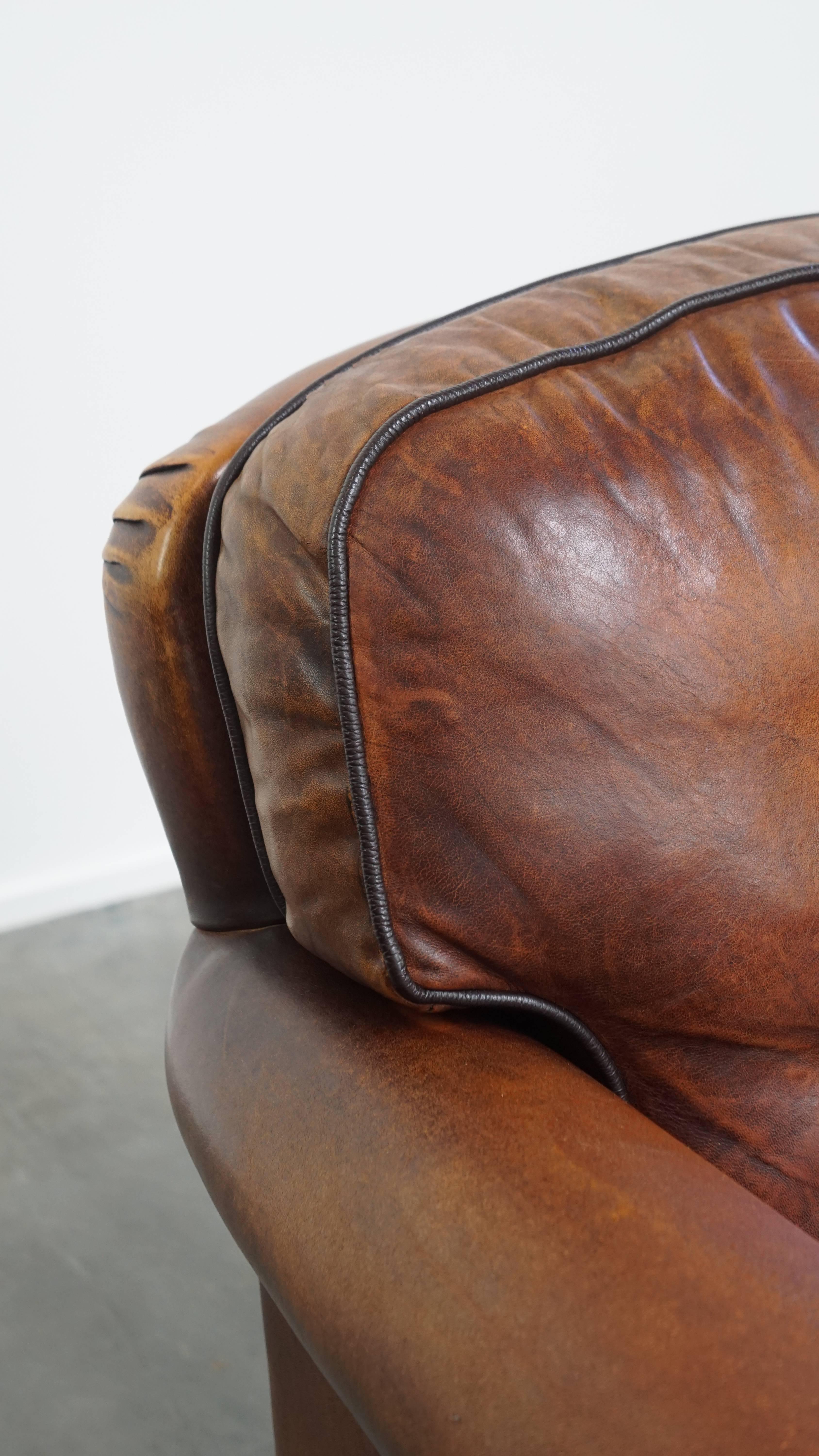 Sillón de piel de oveja de estilo inglés en venta 4