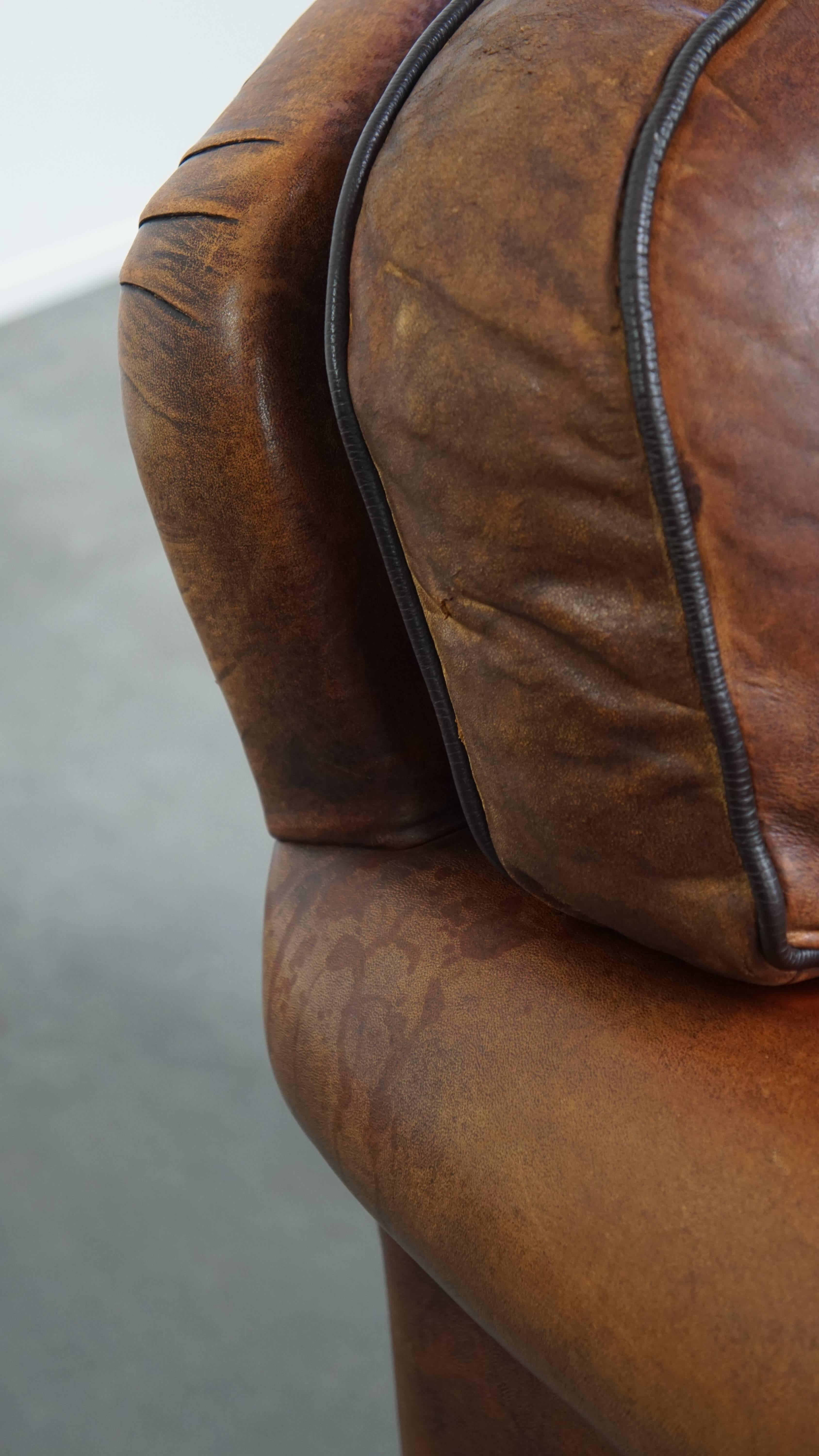 Sillón de piel de oveja de estilo inglés en venta 4
