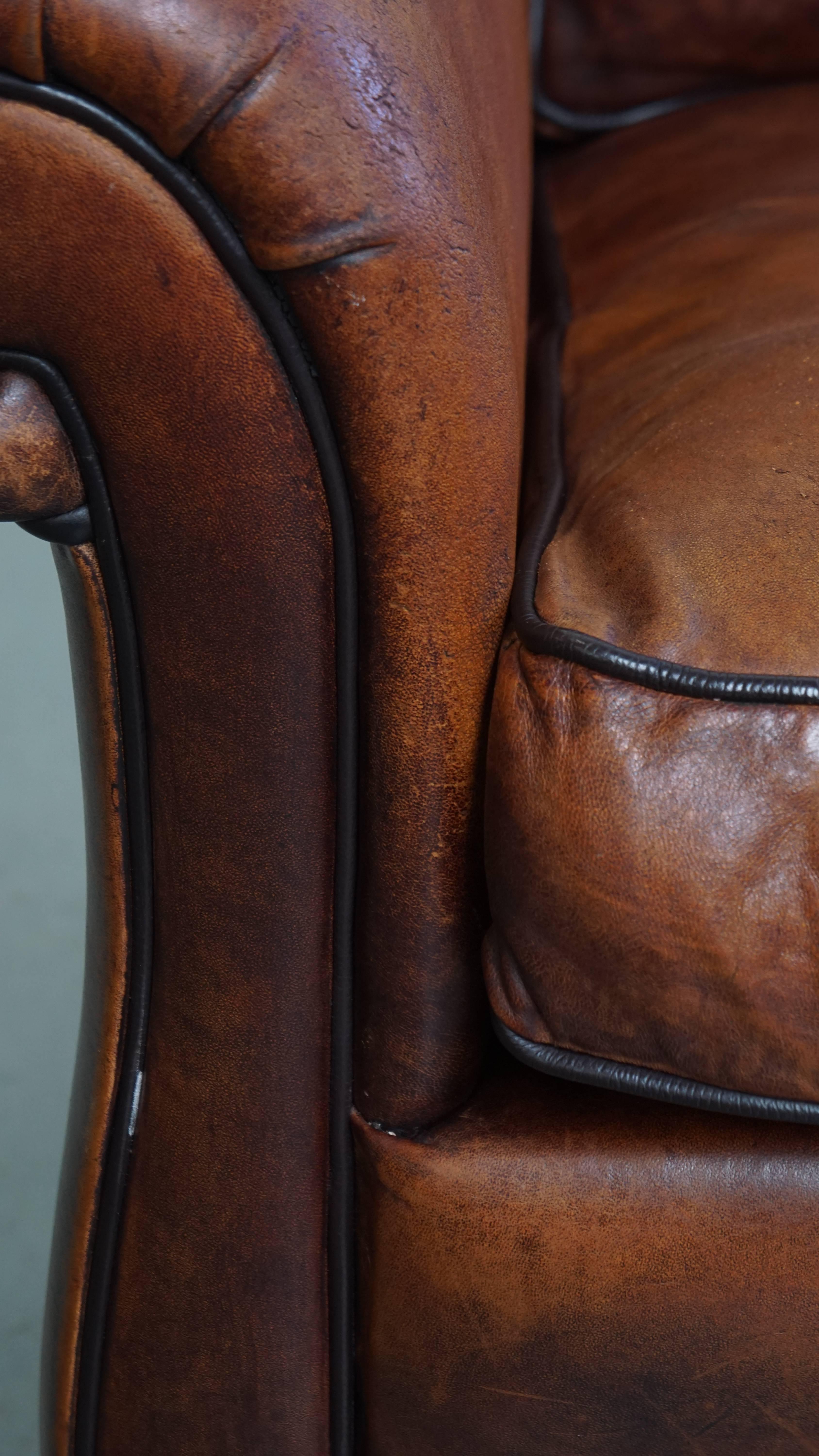 Sillón de piel de oveja de estilo inglés en venta 5