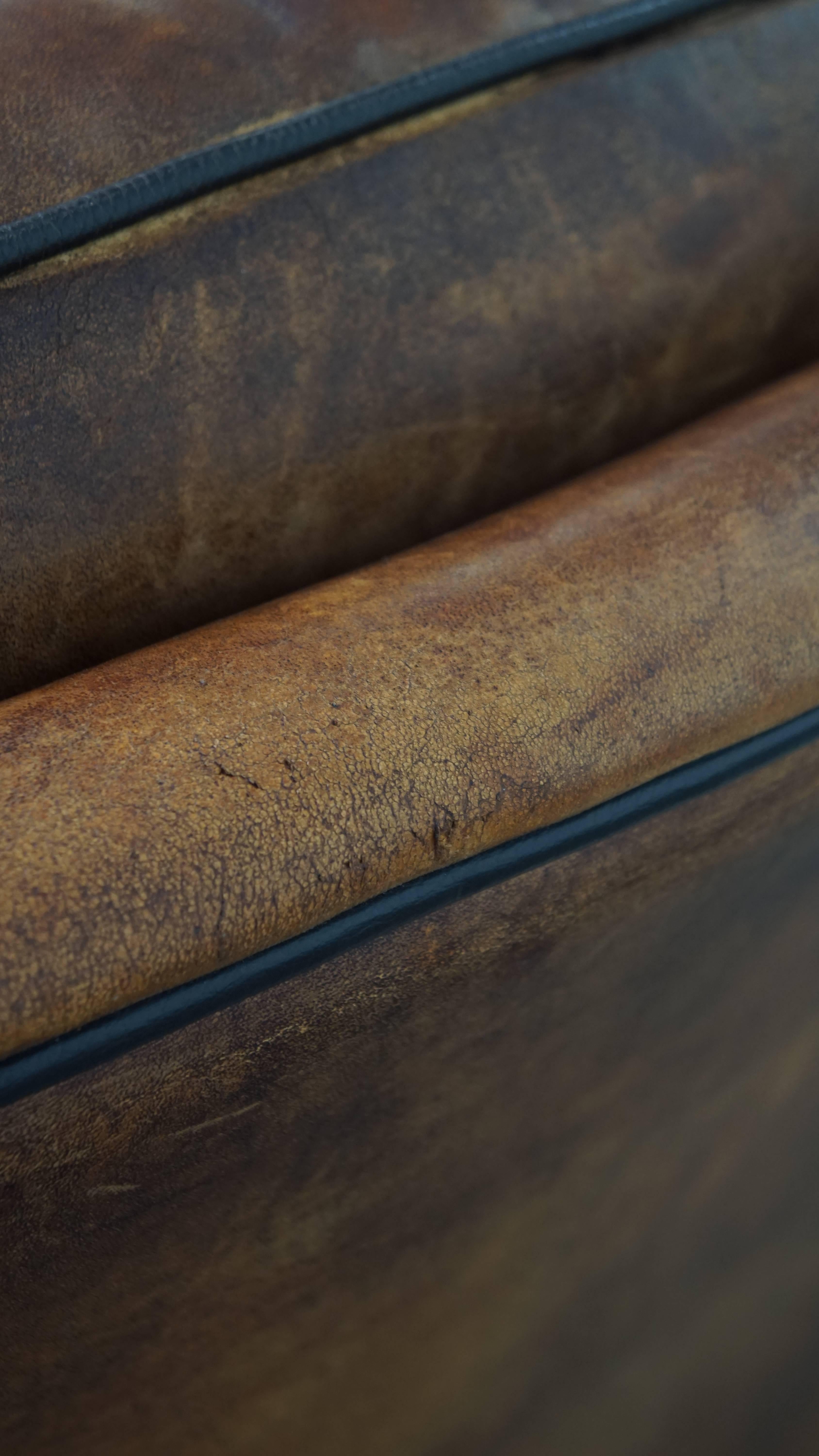 Sillón de piel de oveja de estilo inglés en venta 5
