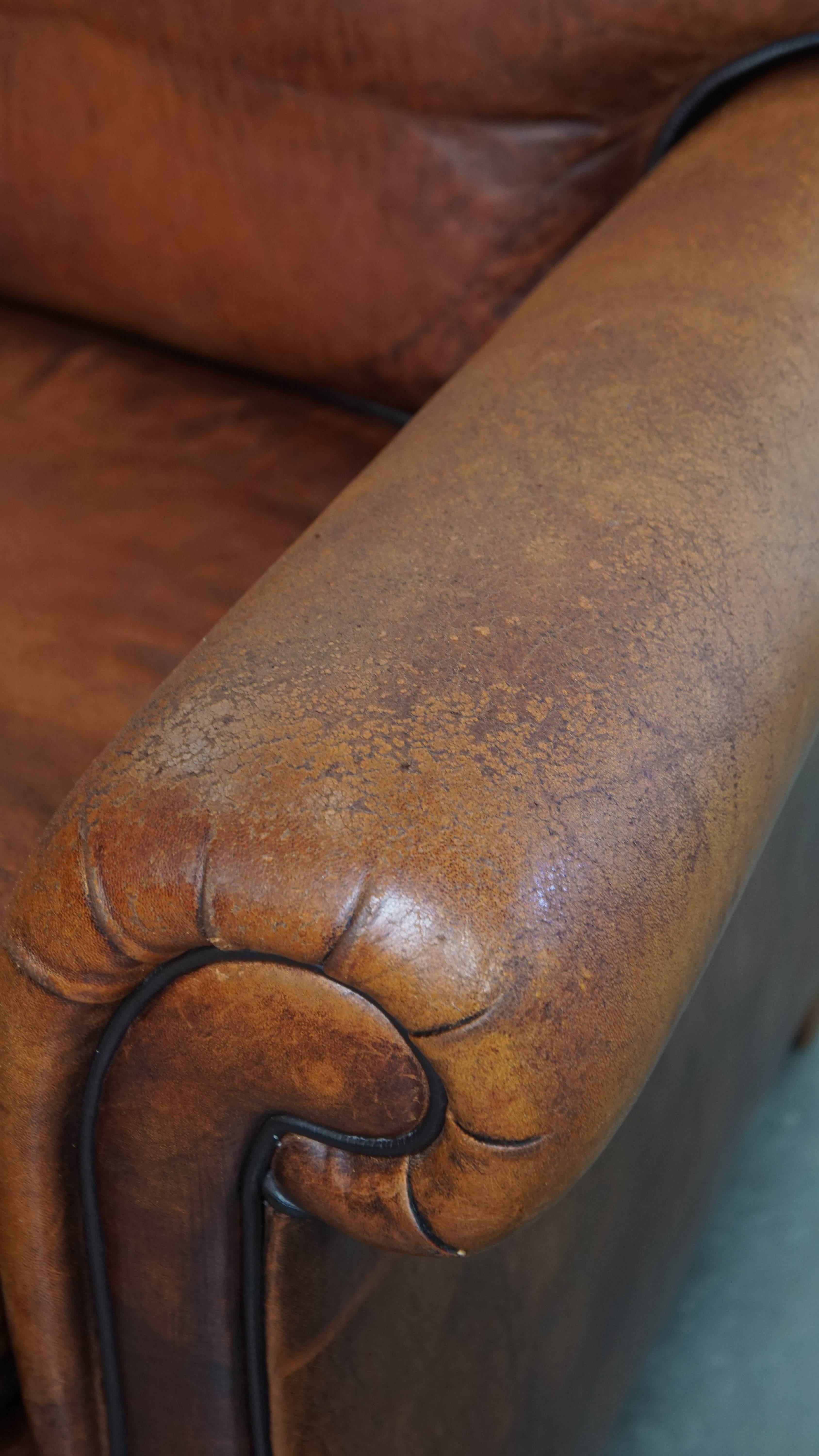 Sillón de piel de oveja de estilo inglés en venta 6