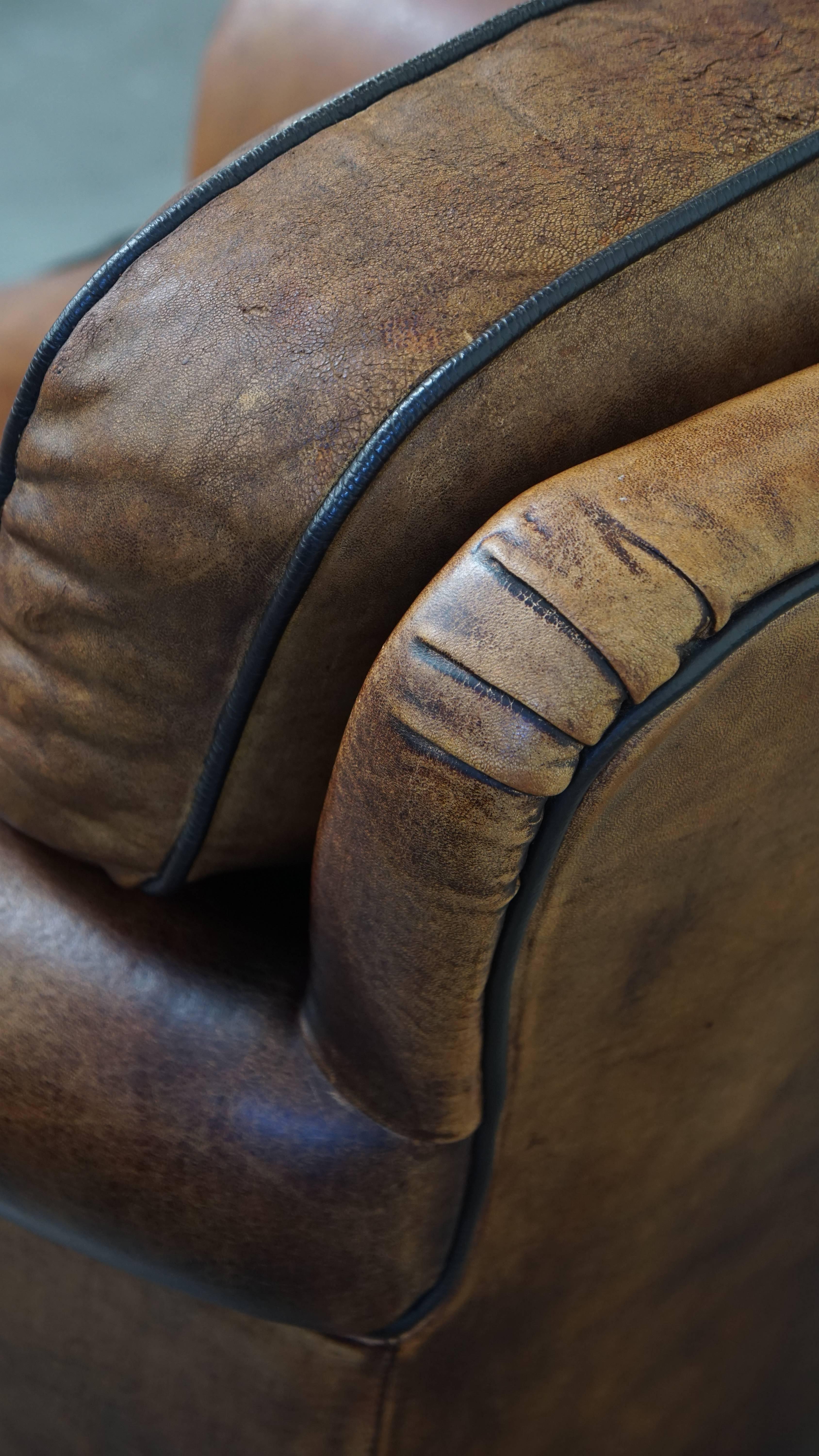 Sillón de piel de oveja de estilo inglés en venta 8