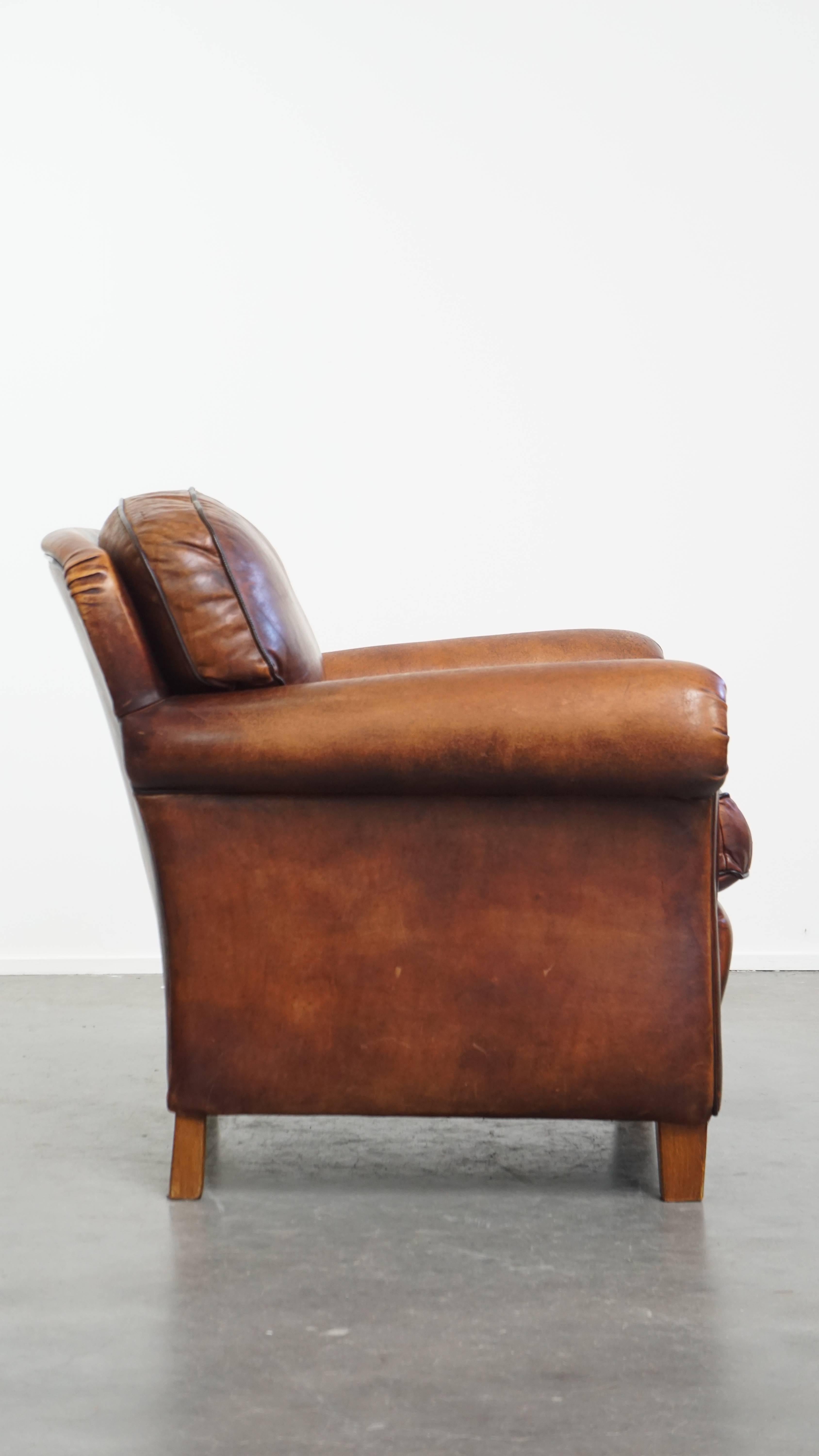 Sillón de piel de oveja de estilo inglés Romano clásico en venta