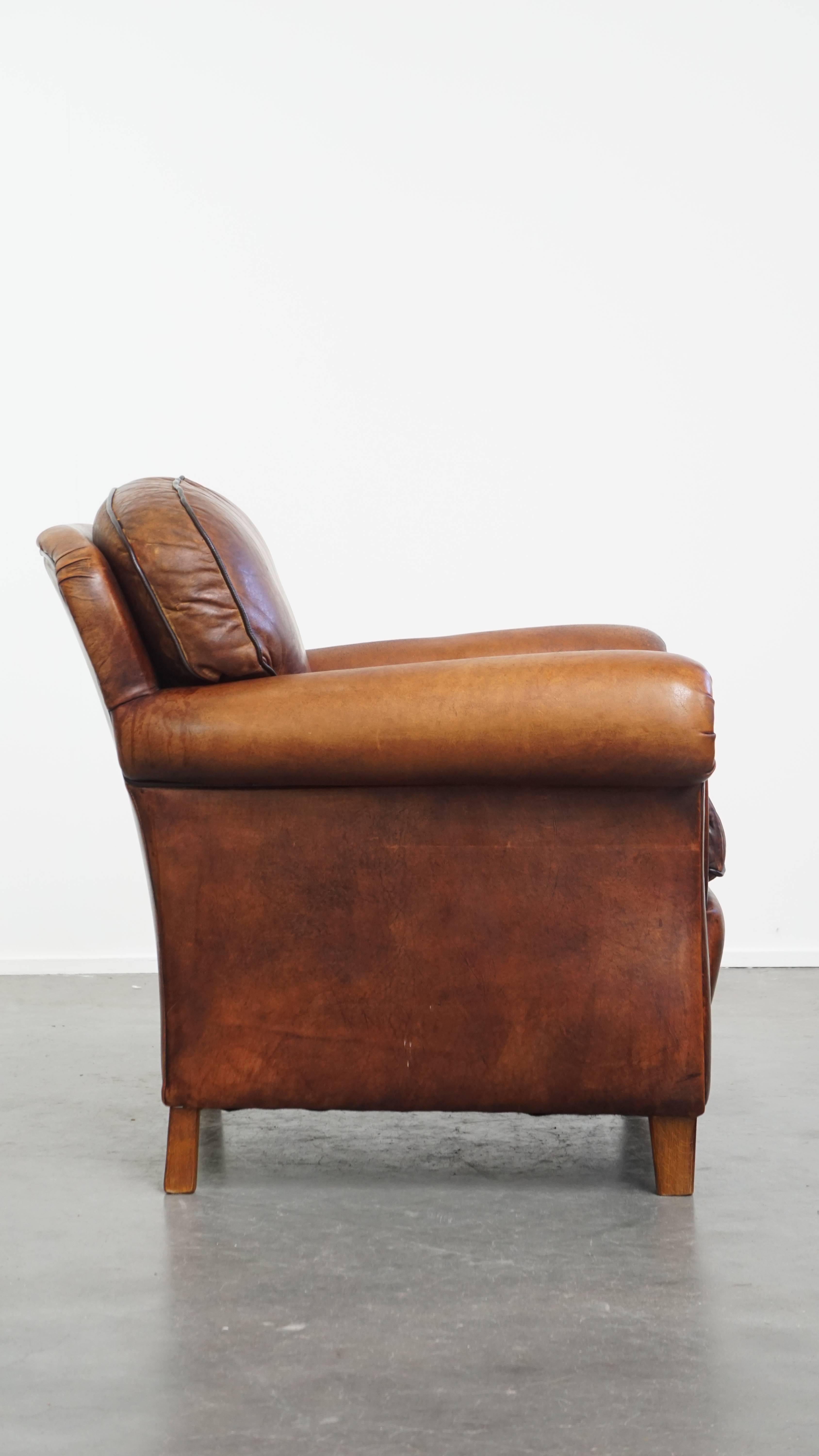 Sillón de piel de oveja de estilo inglés Romano clásico en venta