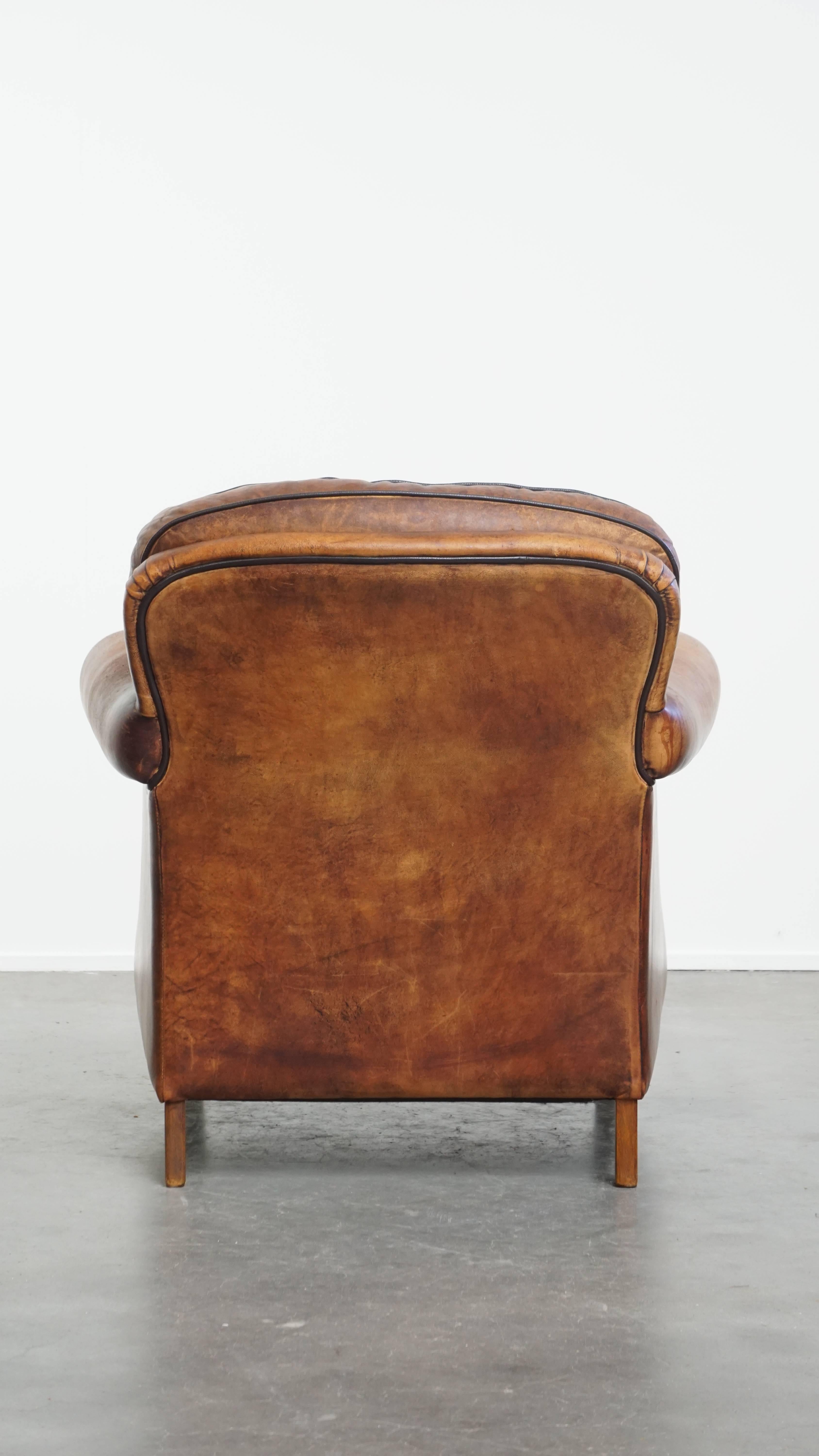 Sillón de piel de oveja de estilo inglés Hecho a mano en venta