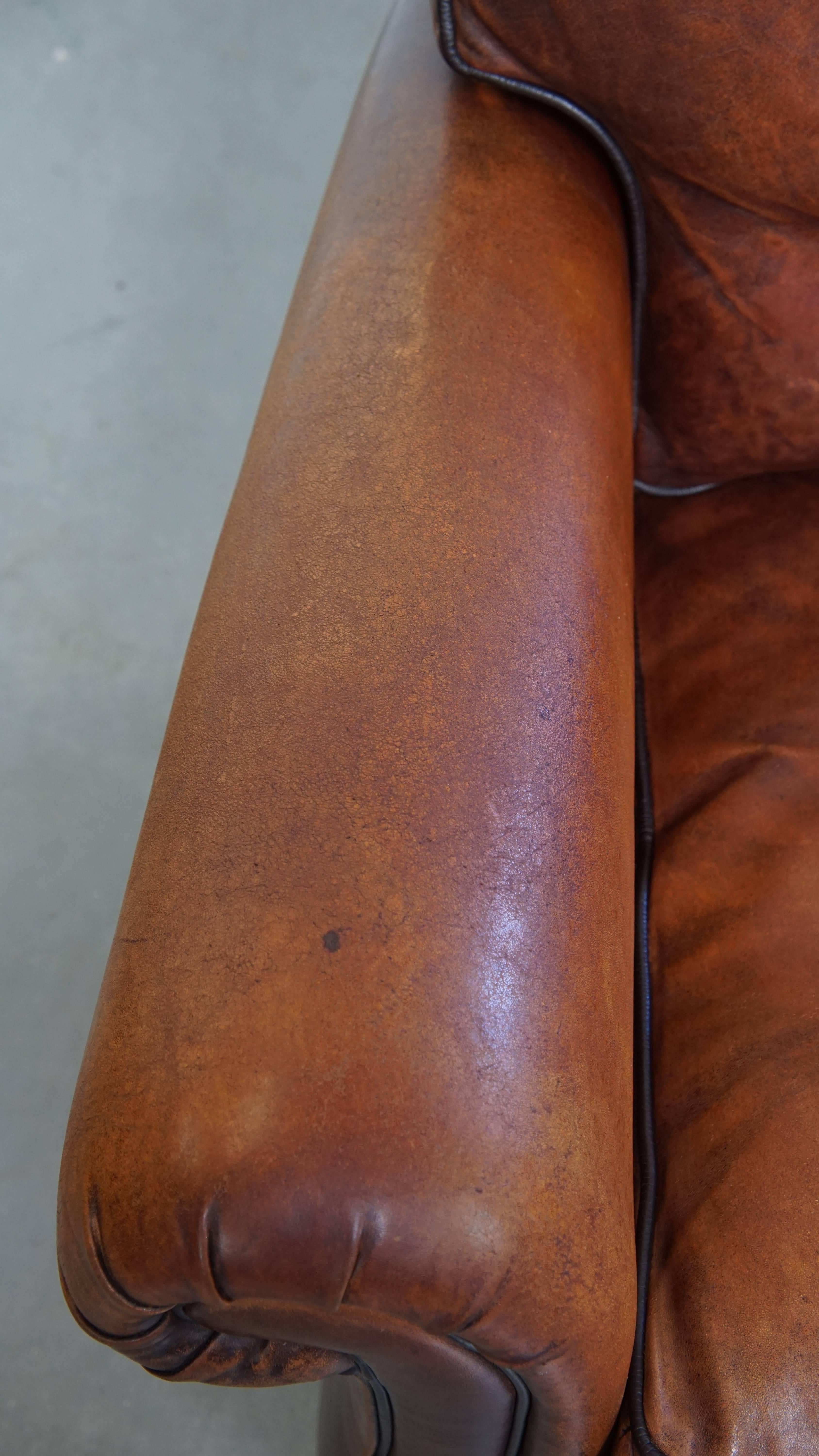 Sillón de piel de oveja de estilo inglés Cuero en venta