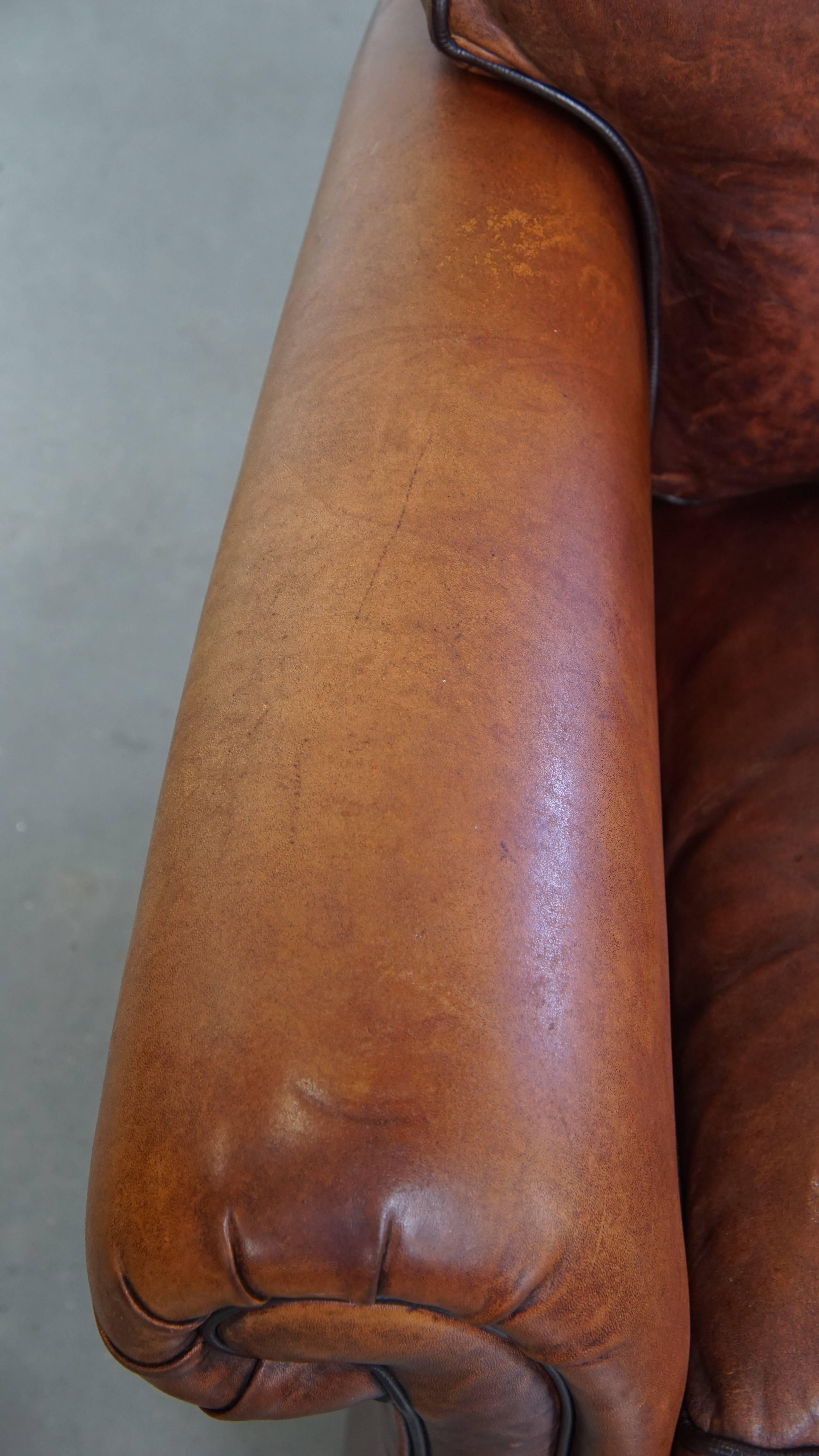 Sillón de piel de oveja de estilo inglés Cuero en venta