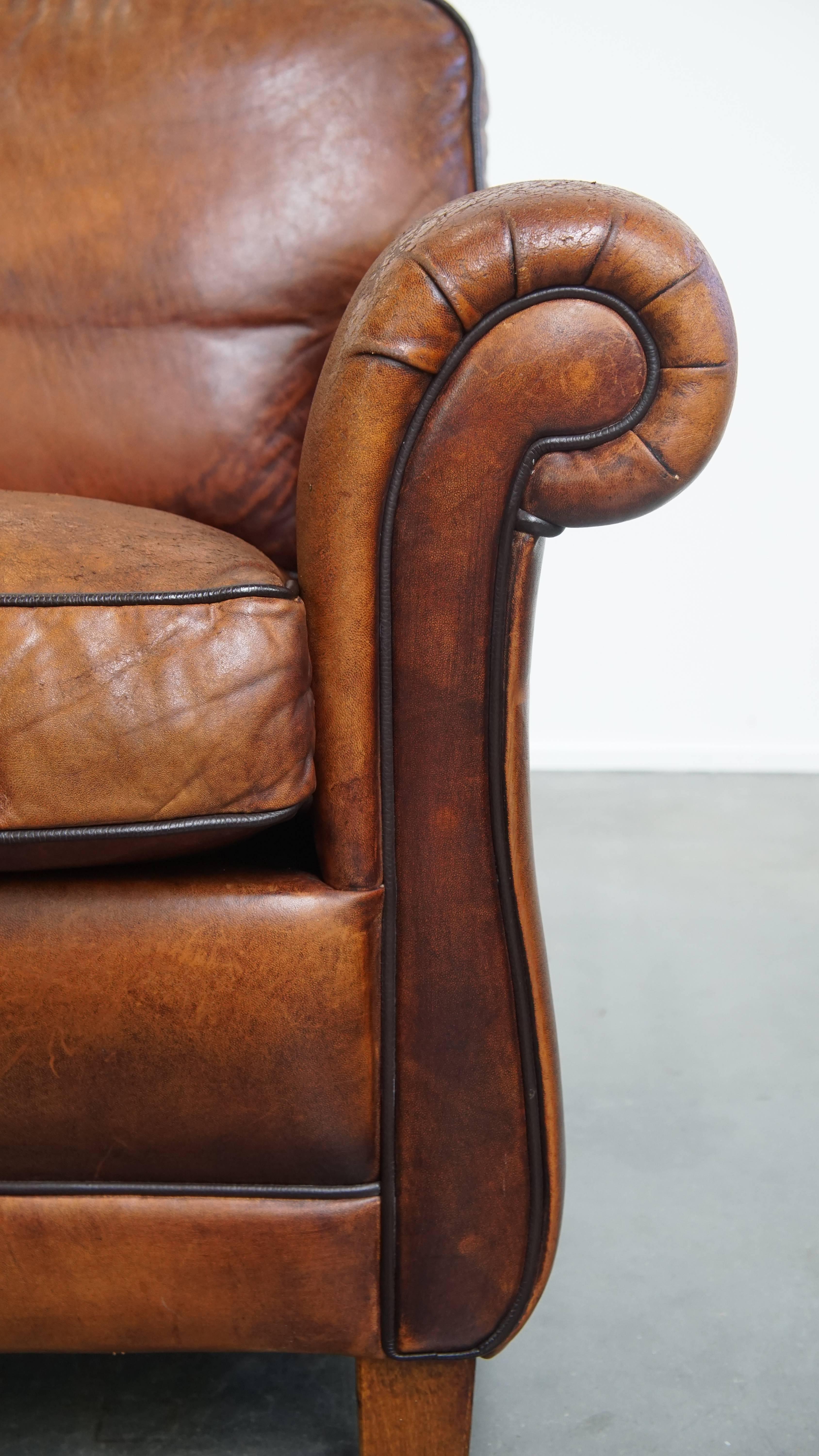 Sillón de piel de oveja de estilo inglés en venta 2