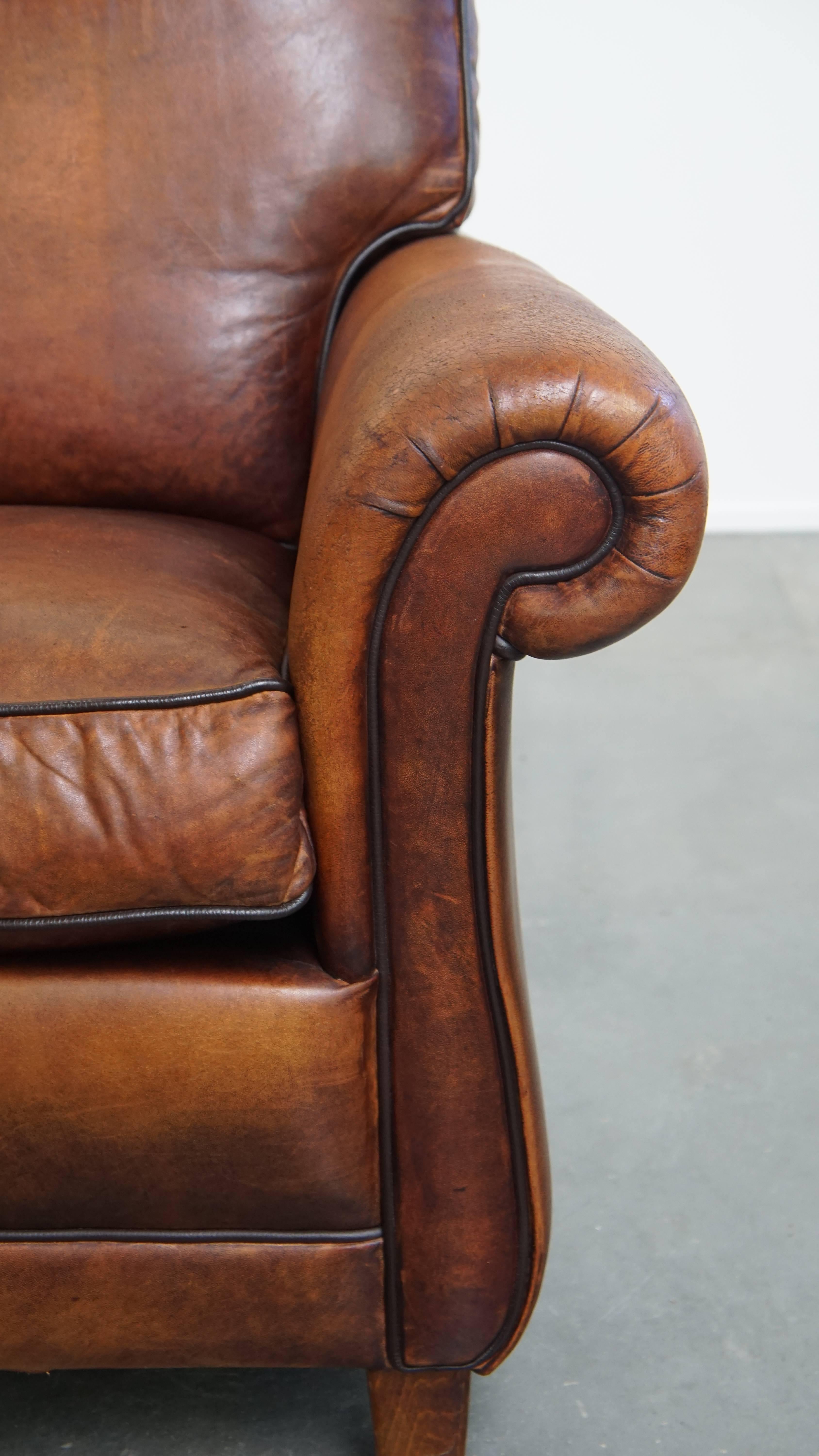 Sillón de piel de oveja de estilo inglés en venta 2