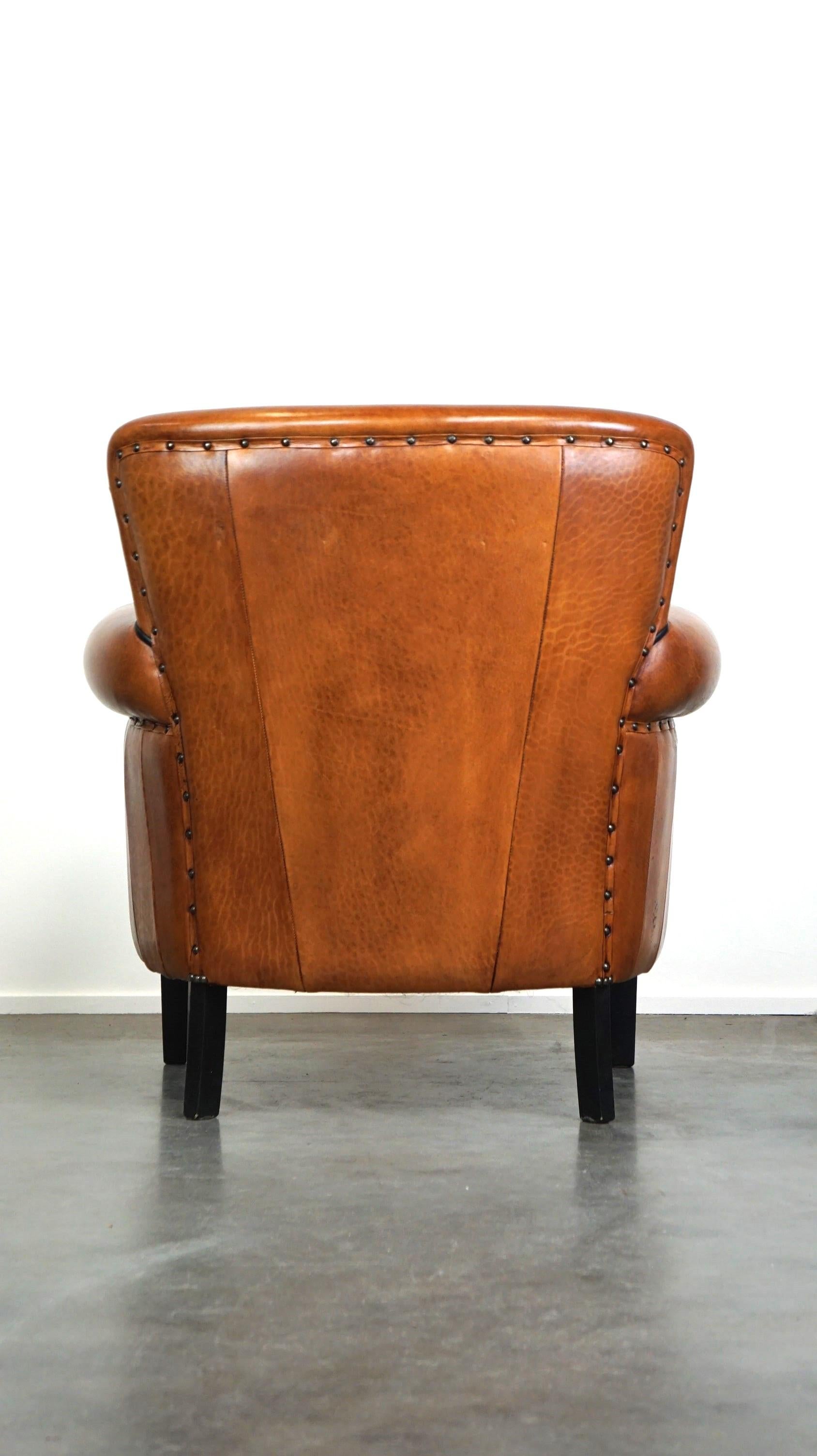 Hand-Crafted Sheepskin leather armchair with a luxurious appearance For Sale