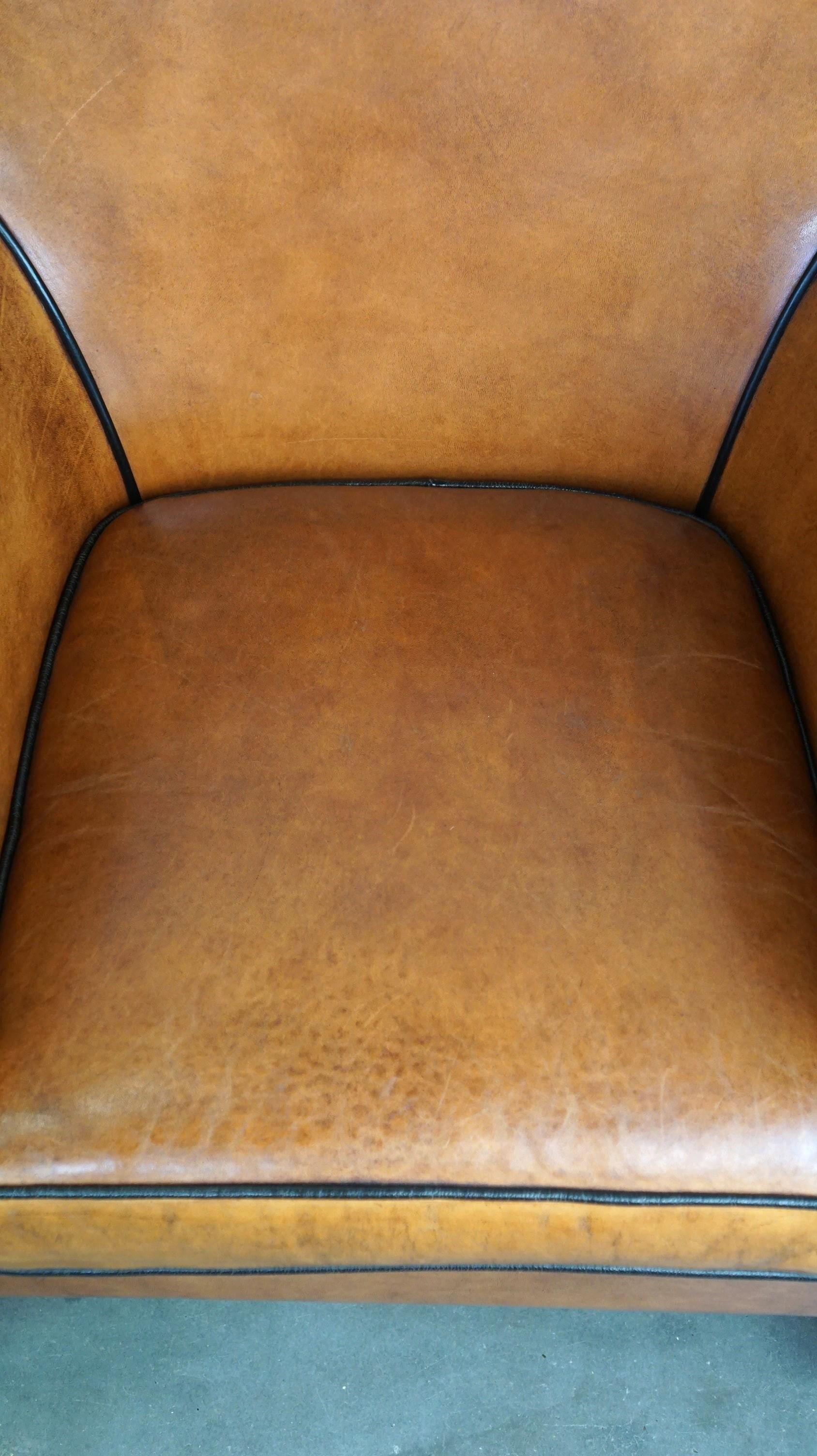Contemporary Sheepskin leather armchair with a luxurious appearance For Sale