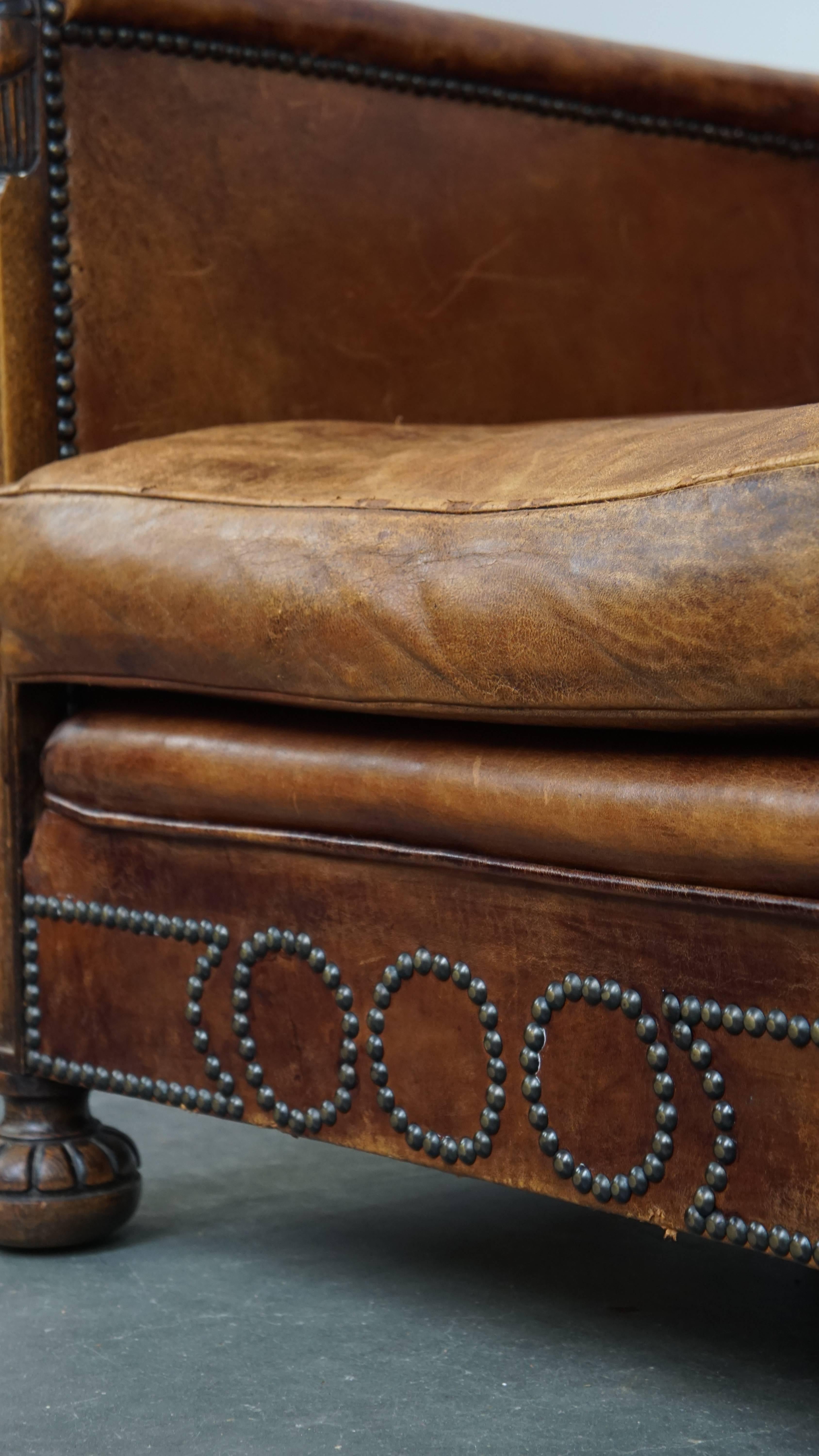 Sheepskin Leather Art Deco Design Armchair For Sale 5