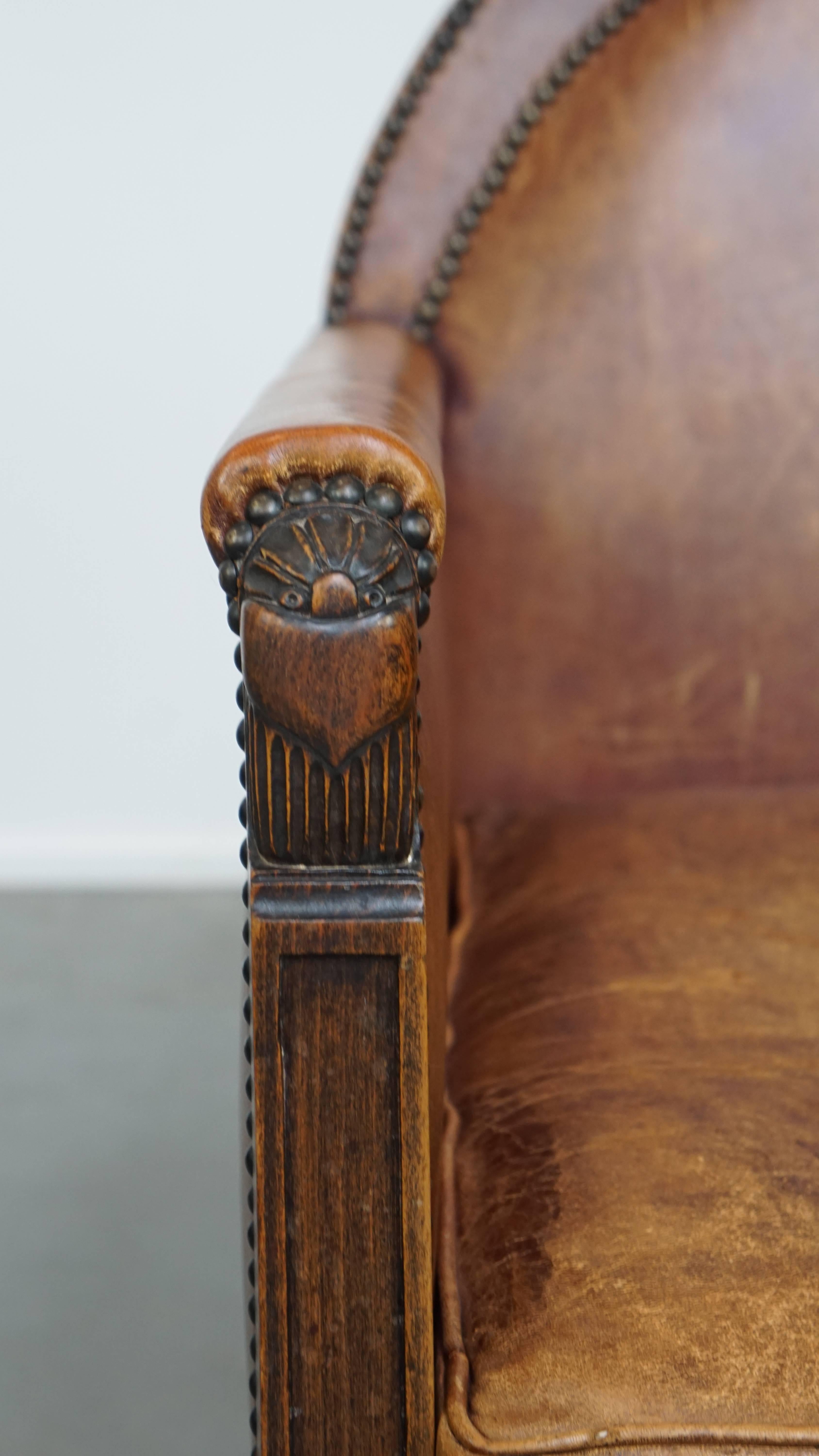 Sheepskin Leather Art Deco Design Armchair For Sale 6