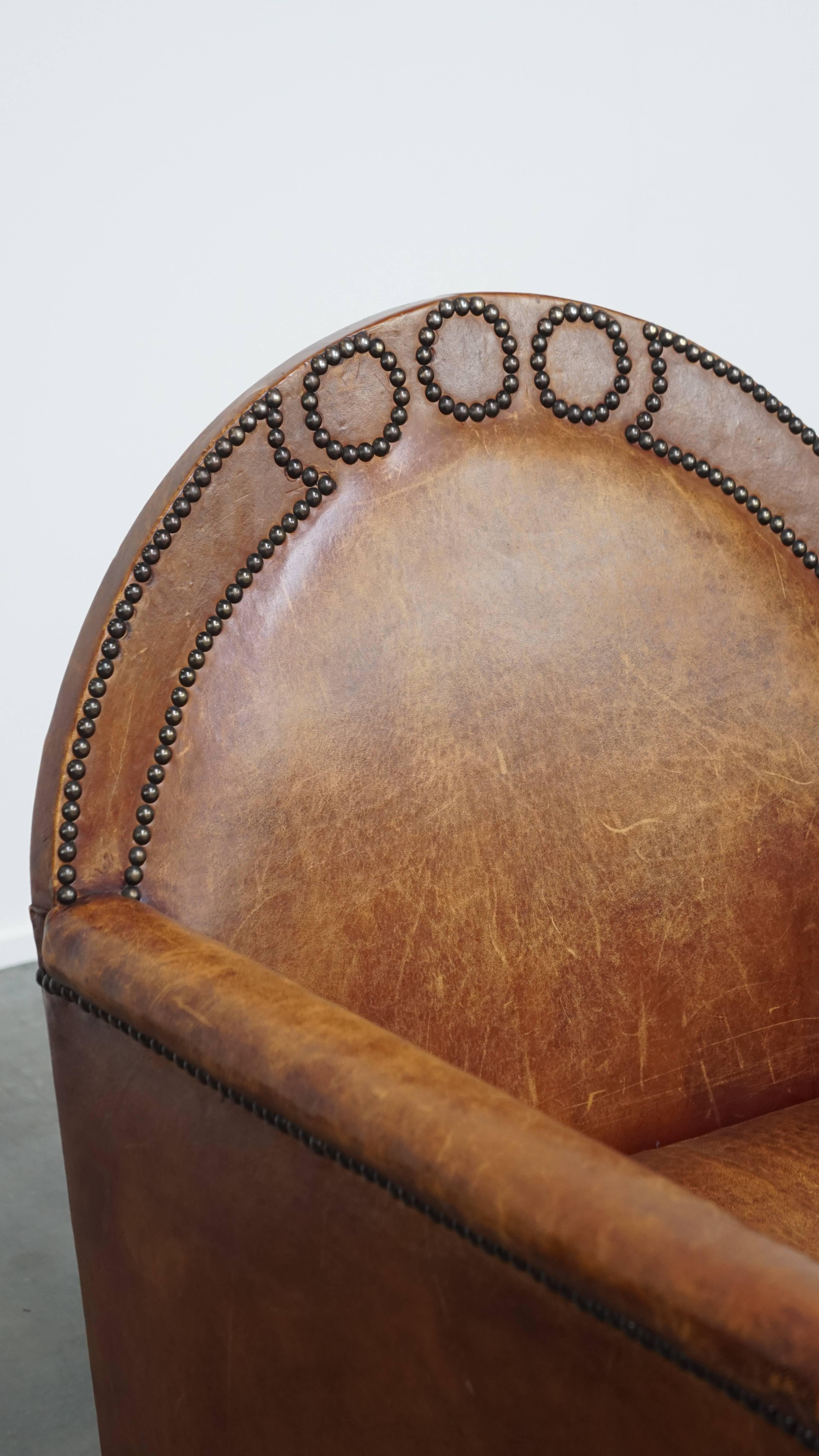 Sheepskin Leather Art Deco Design Armchair For Sale 7