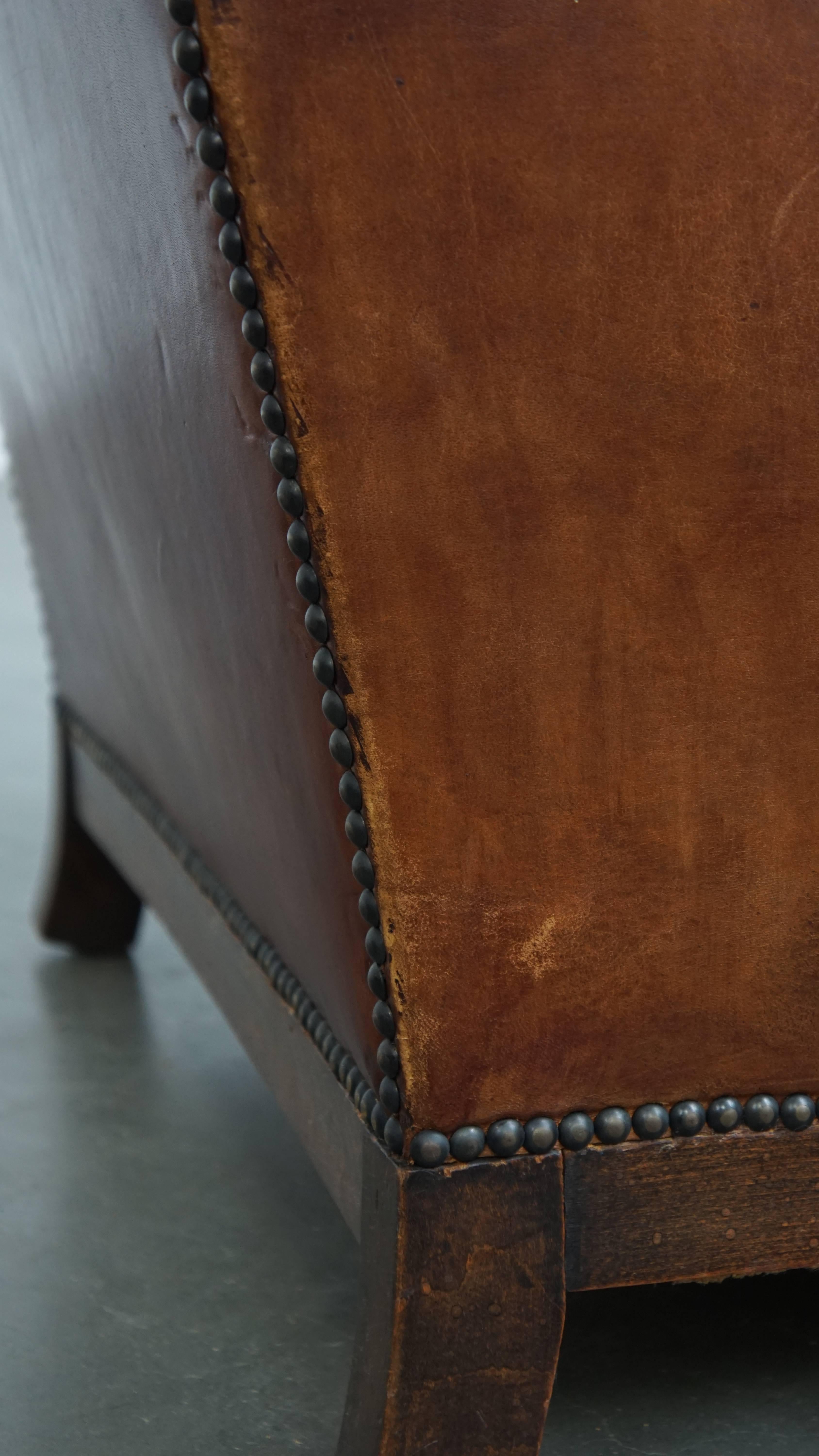 Sheepskin Leather Art Deco Design Armchair For Sale 12