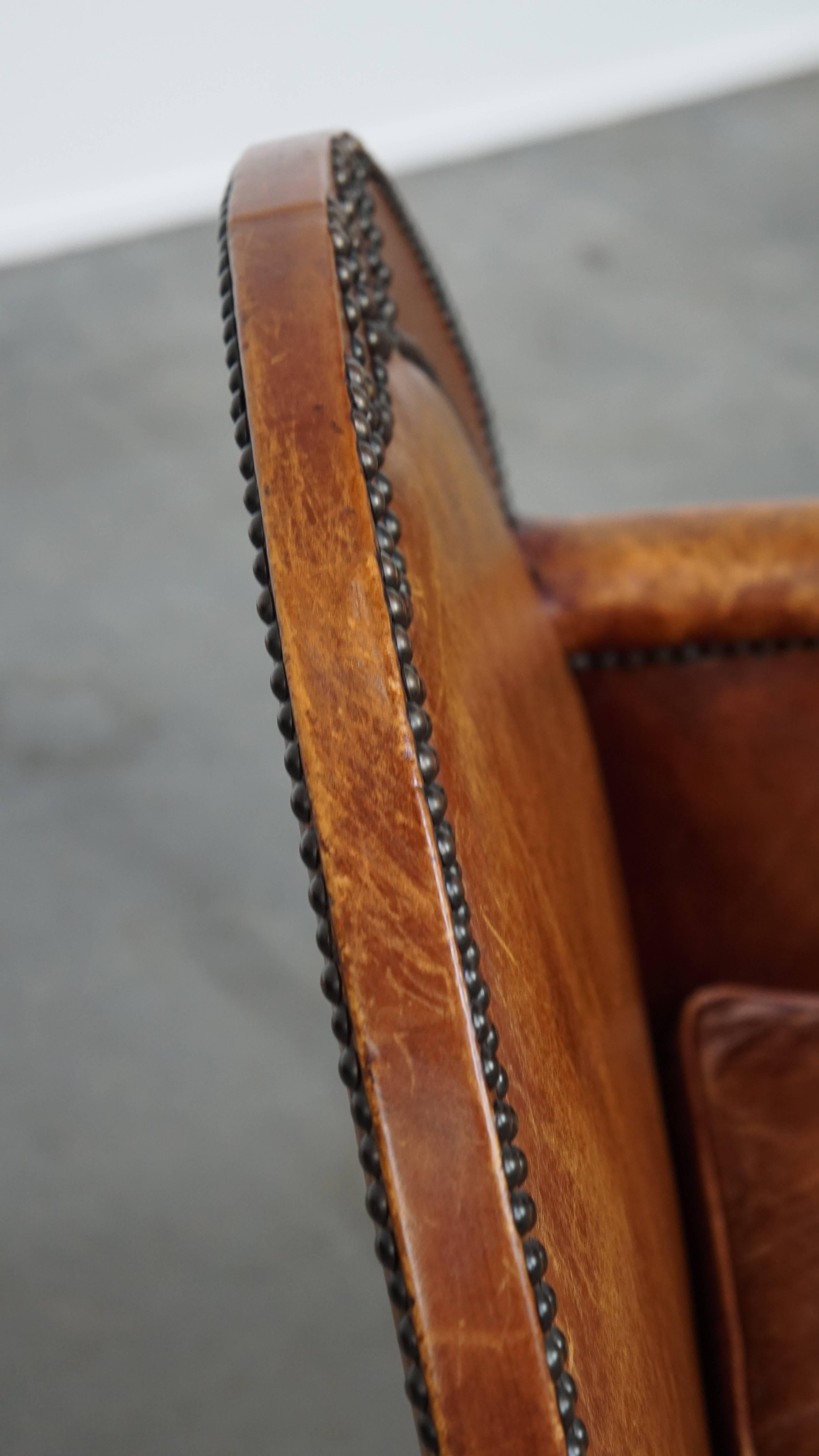 Sheepskin Leather Art Deco Design Armchair For Sale 13