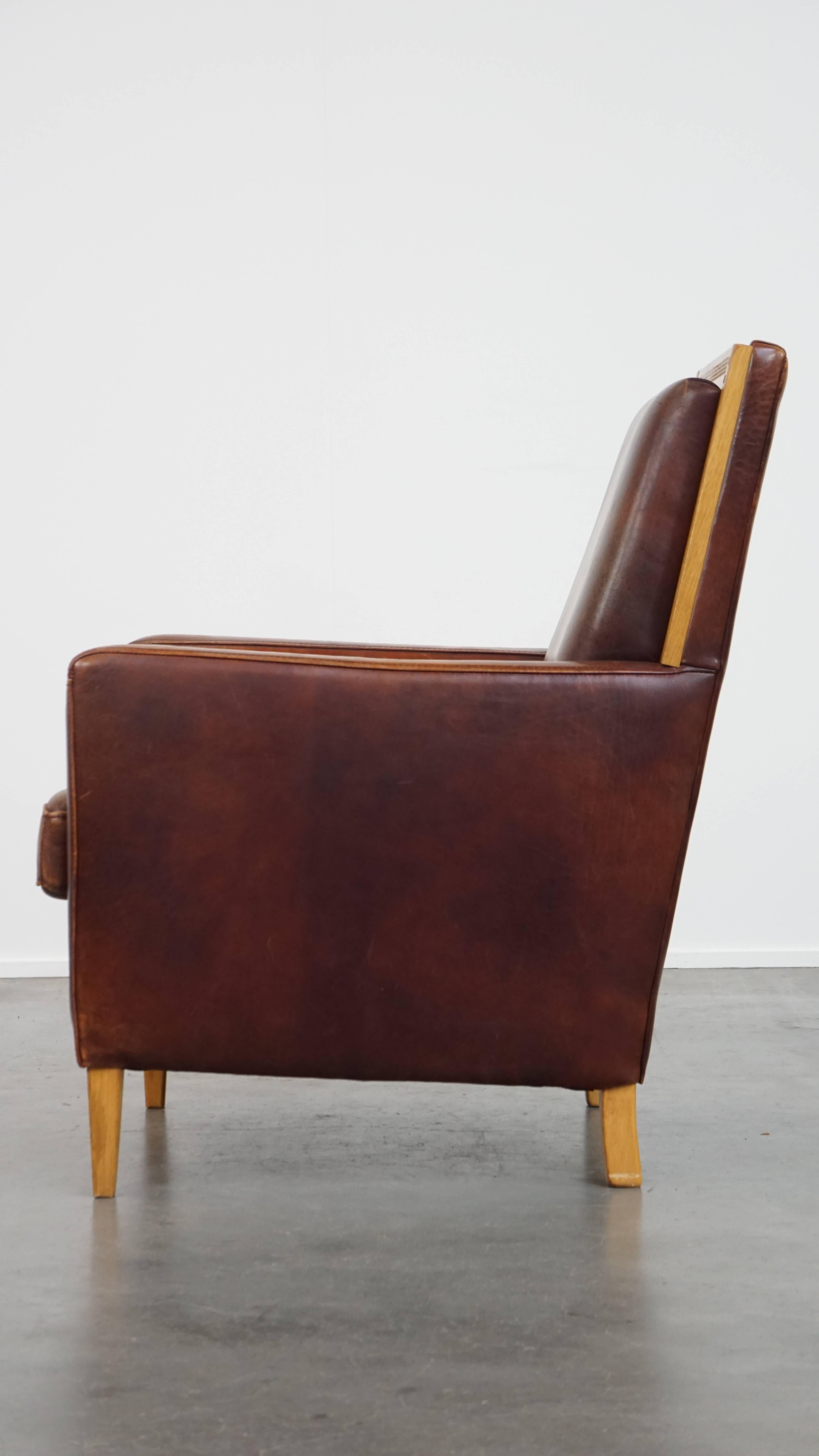 Sessel aus Schafsleder im Art-déco-Design aus Schafsleder im Zustand „Relativ gut“ im Angebot in Harderwijk, NL