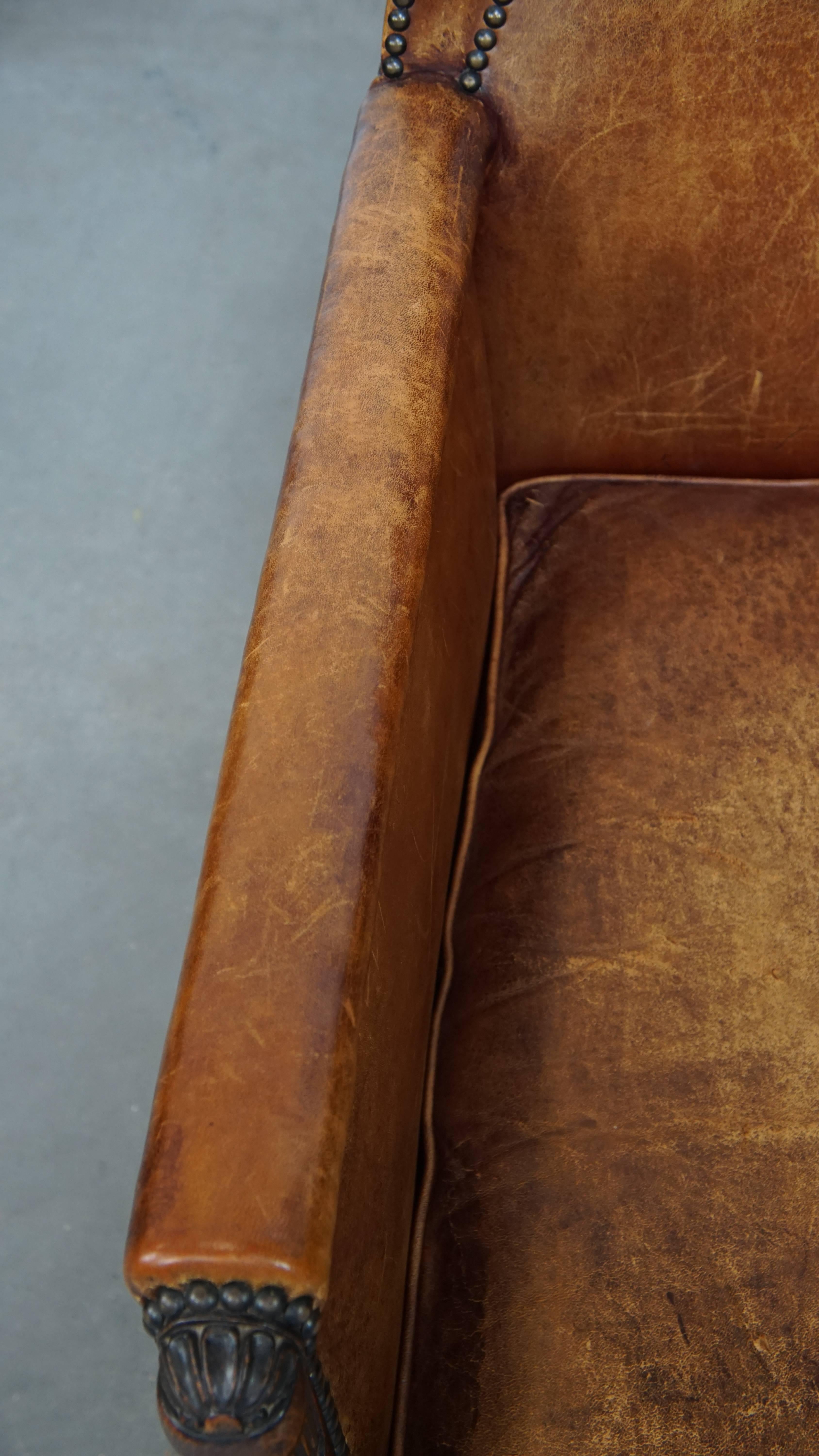 Sheepskin Leather Art Deco Design Armchair For Sale 2