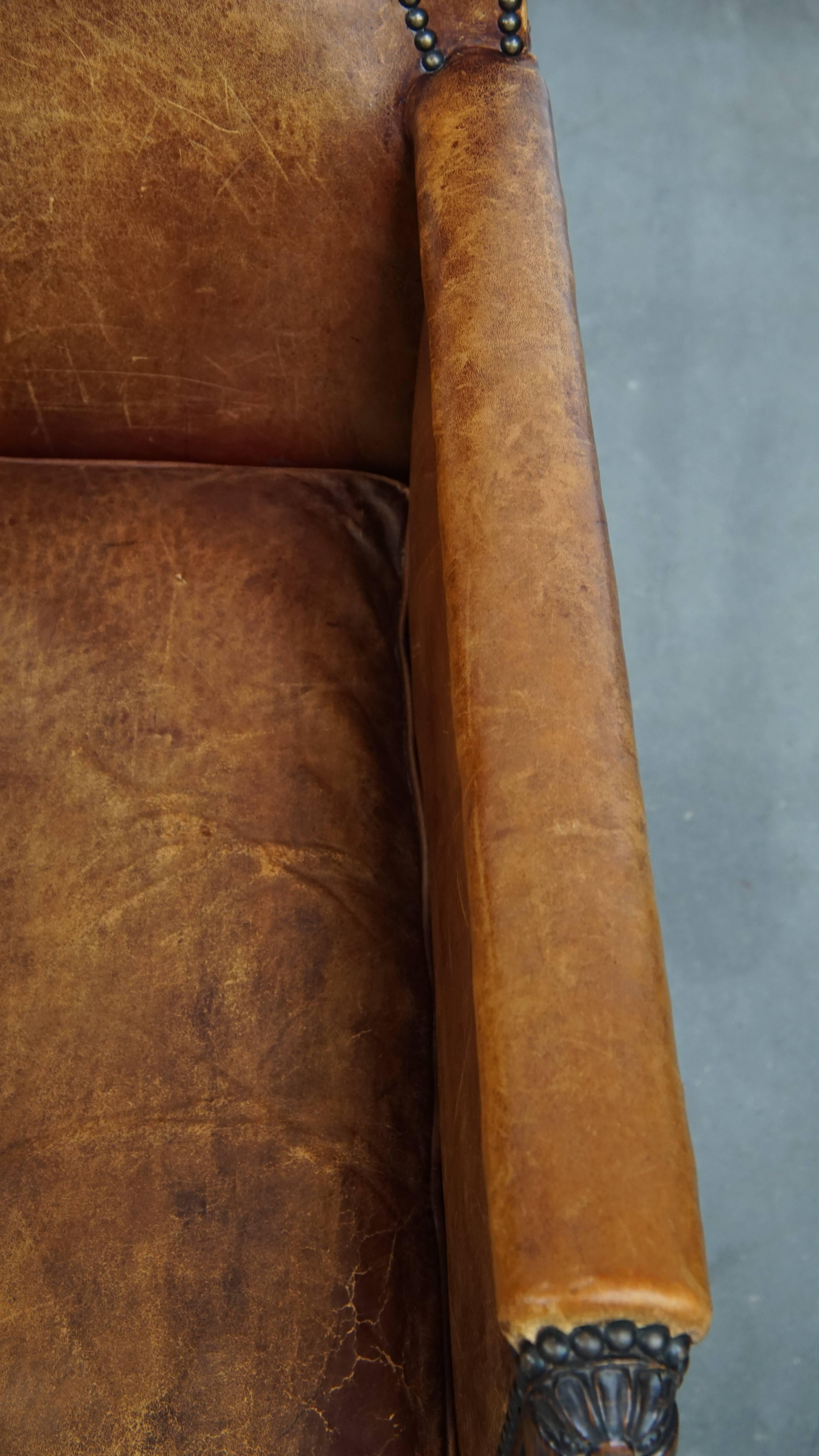 Sheepskin Leather Art Deco Design Armchair For Sale 3