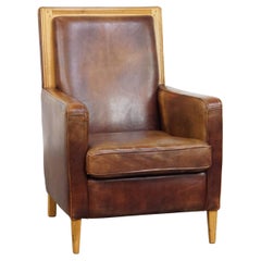 Sheepskin Leather Art Deco Design Armchair