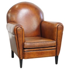 Fauteuil design en cuir de mouton de style Art Déco