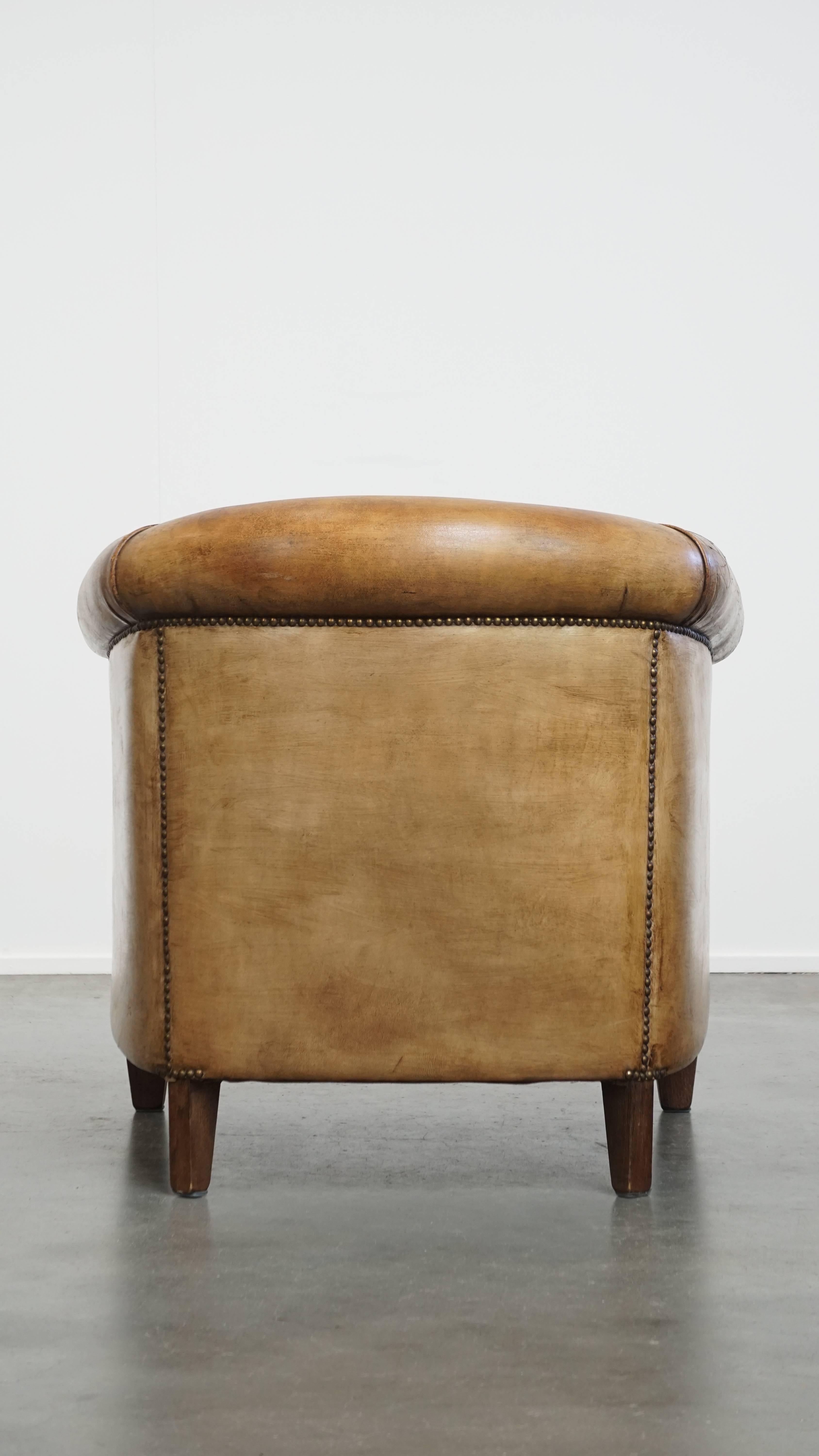 Hand-Crafted Sheepskin Leather Club Chair by Nico van Oorschot For Sale