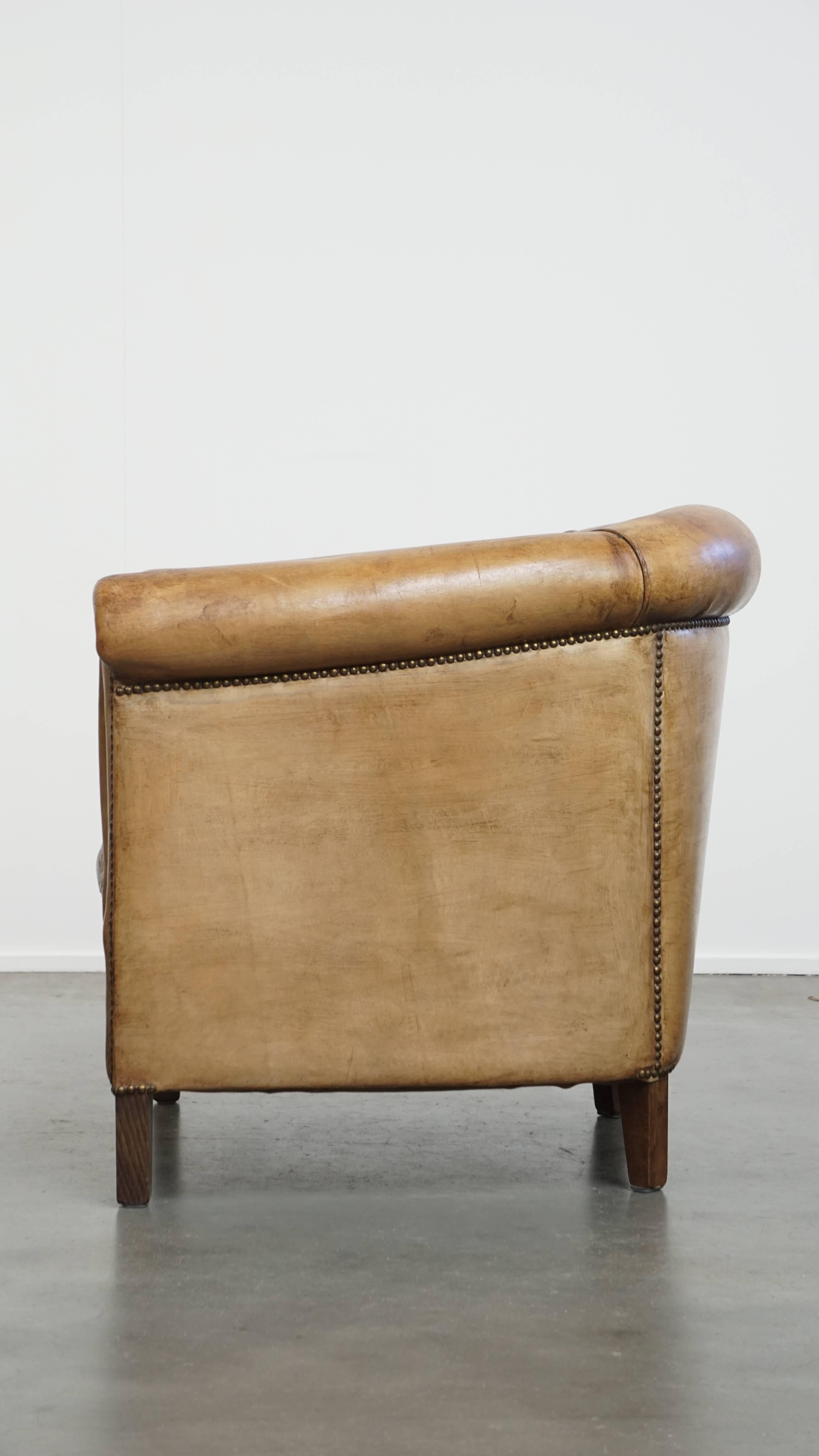 Sheepskin Leather Club Chair by Nico van Oorschot In Good Condition For Sale In Harderwijk, NL