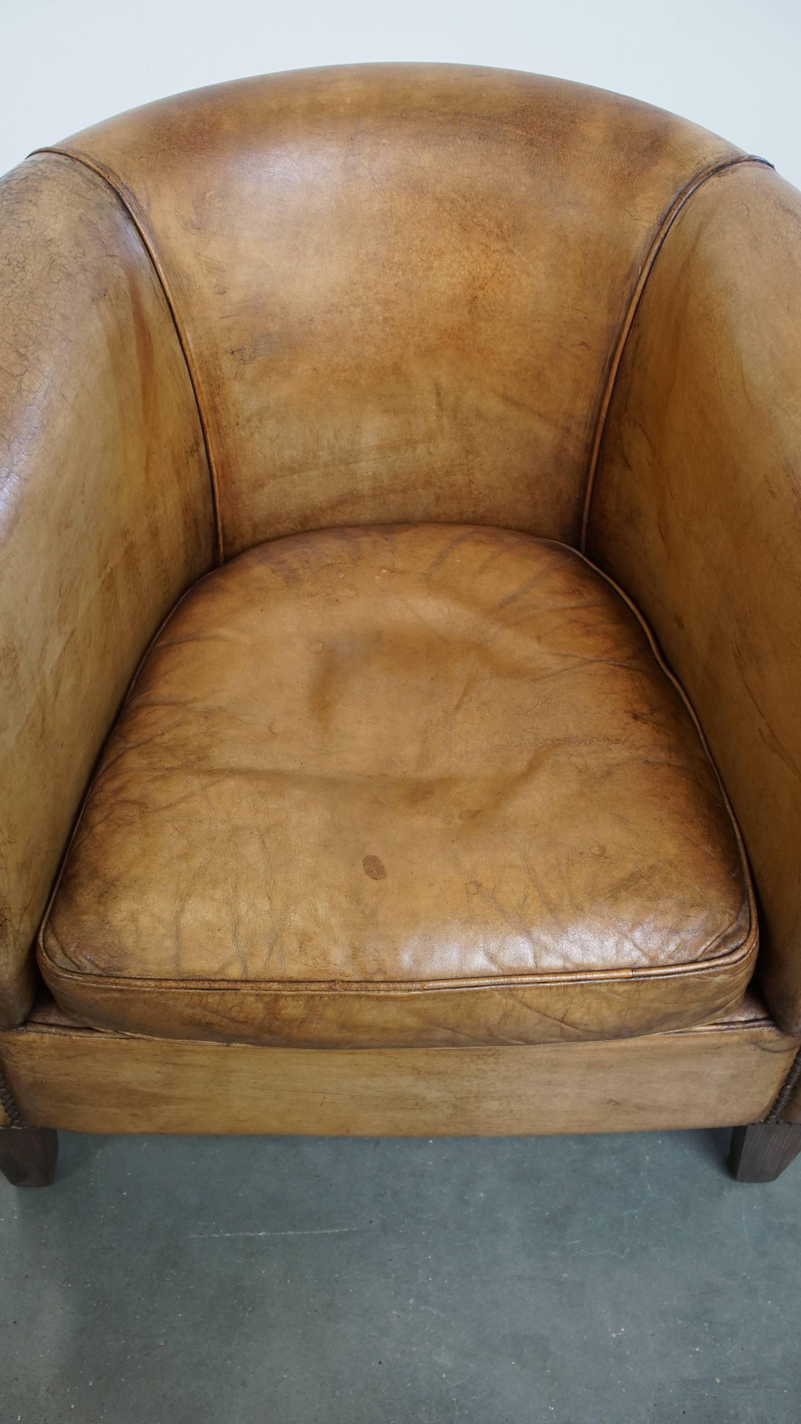 20th Century Sheepskin Leather Club Chair by Nico van Oorschot For Sale