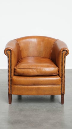 Sheepskin leather club chair