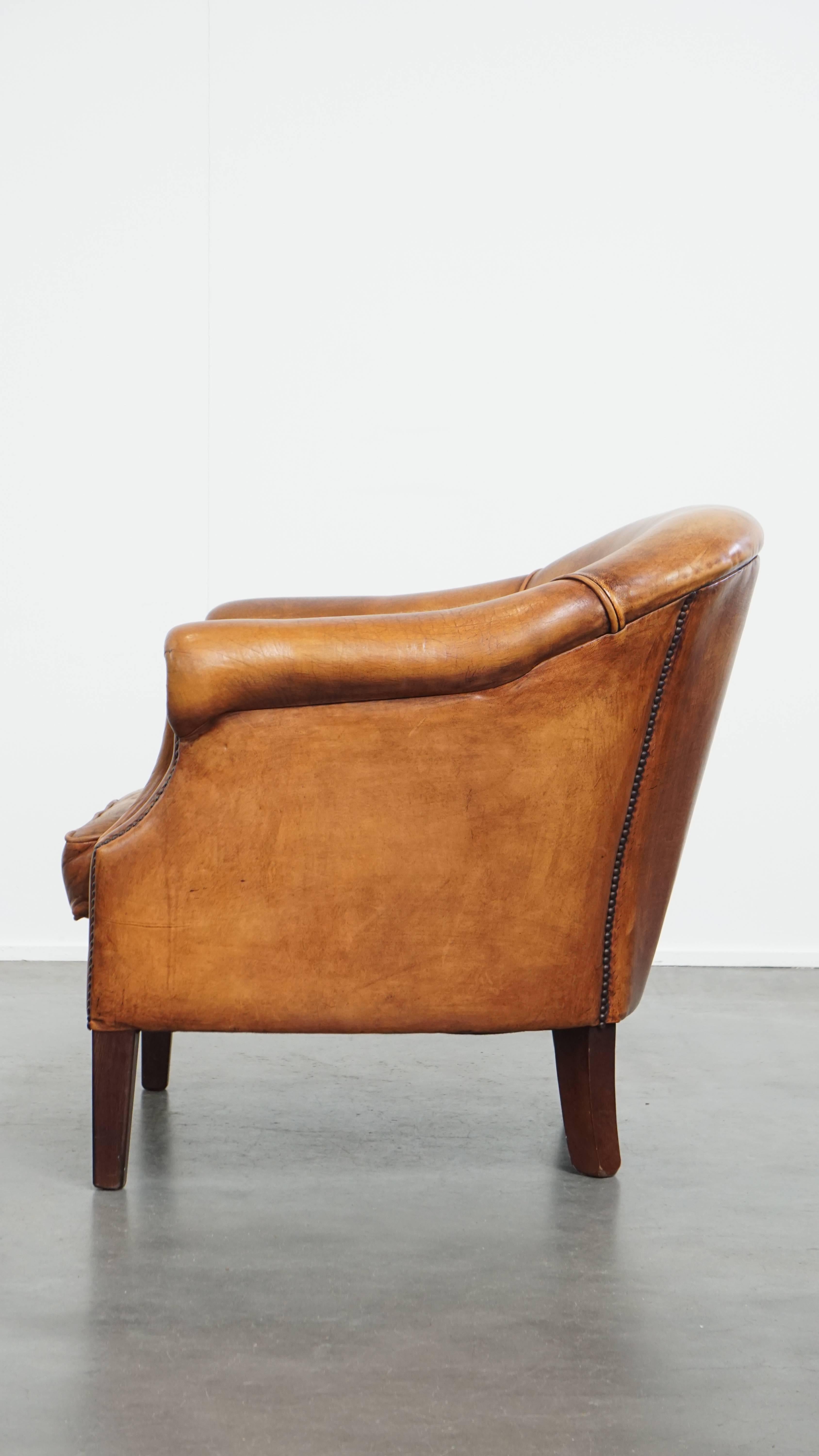 Fauteuil club en cuir de mouton Bon état - En vente à Harderwijk, NL